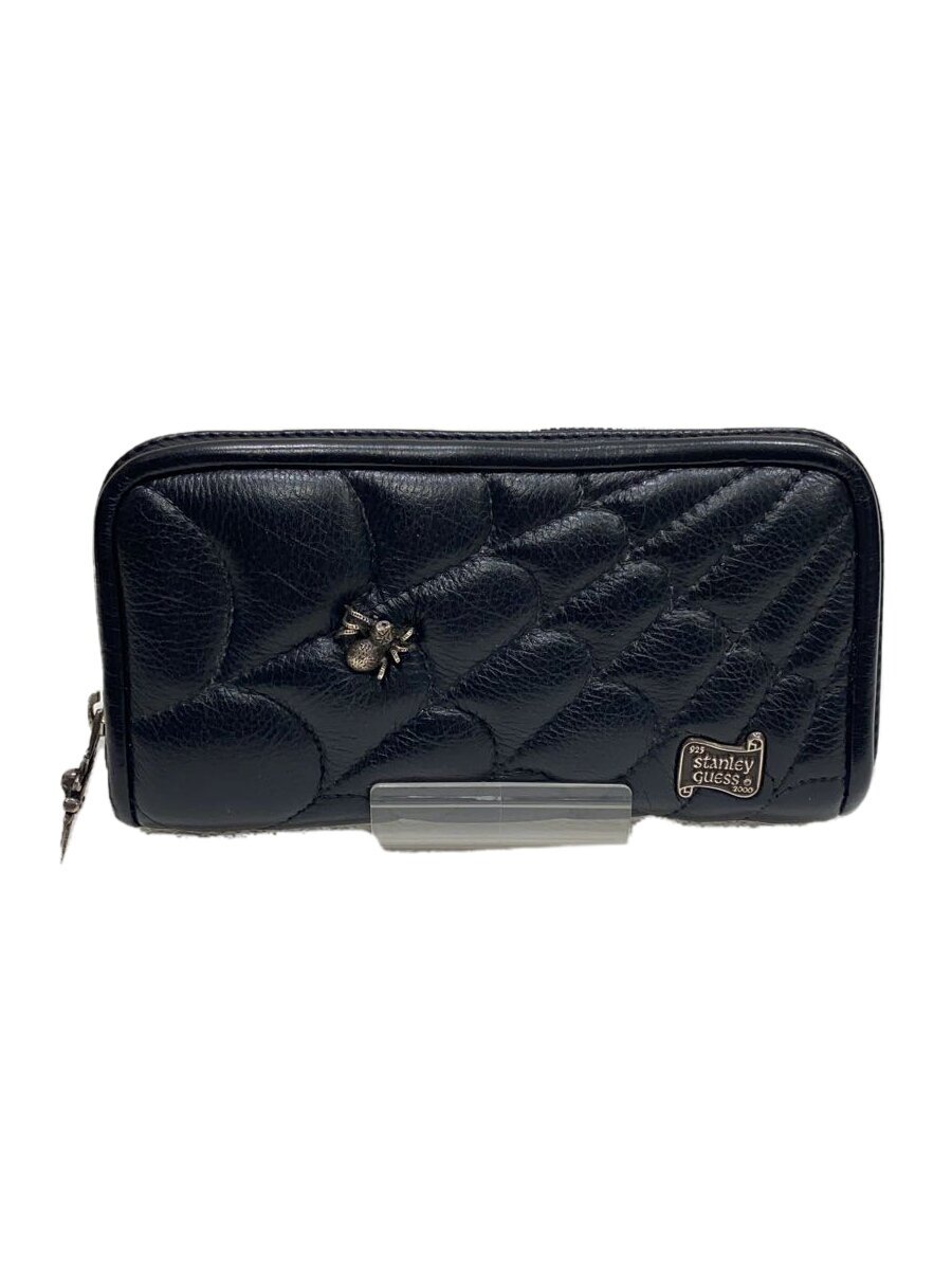 【中古】STANLEY GUESS◆長金入れ/なめし革/BLK/スパイダーウェブ\u0026ラージスパイダー/スパイダーパーツ足1本折れ【服飾雑貨他】