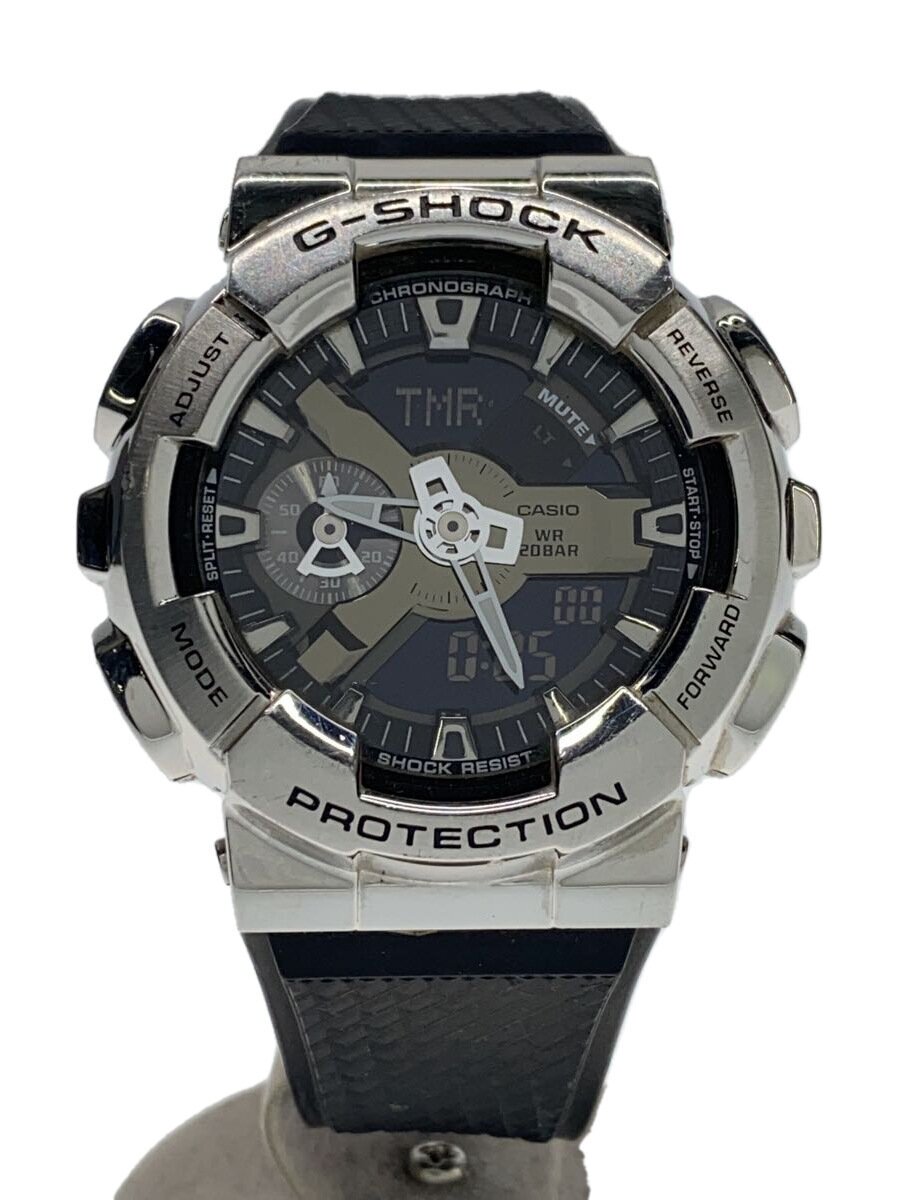 【中古】CASIO◆石英ウオッチ_G-SHOCK/デジアナ/天然ゴム/SLV/BLK/SS【服飾雑貨他】