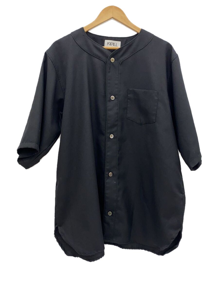 【中古】KIDILL◆半袖野球プルオーバー/46/ポリエステル/BLK/KL055【メンズウェア】