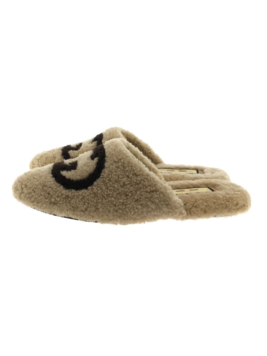 【中古】GUCCI◆グッチ/インターロッキングG毛革サンダル/UK8/ベージュ/658797【シューズ】