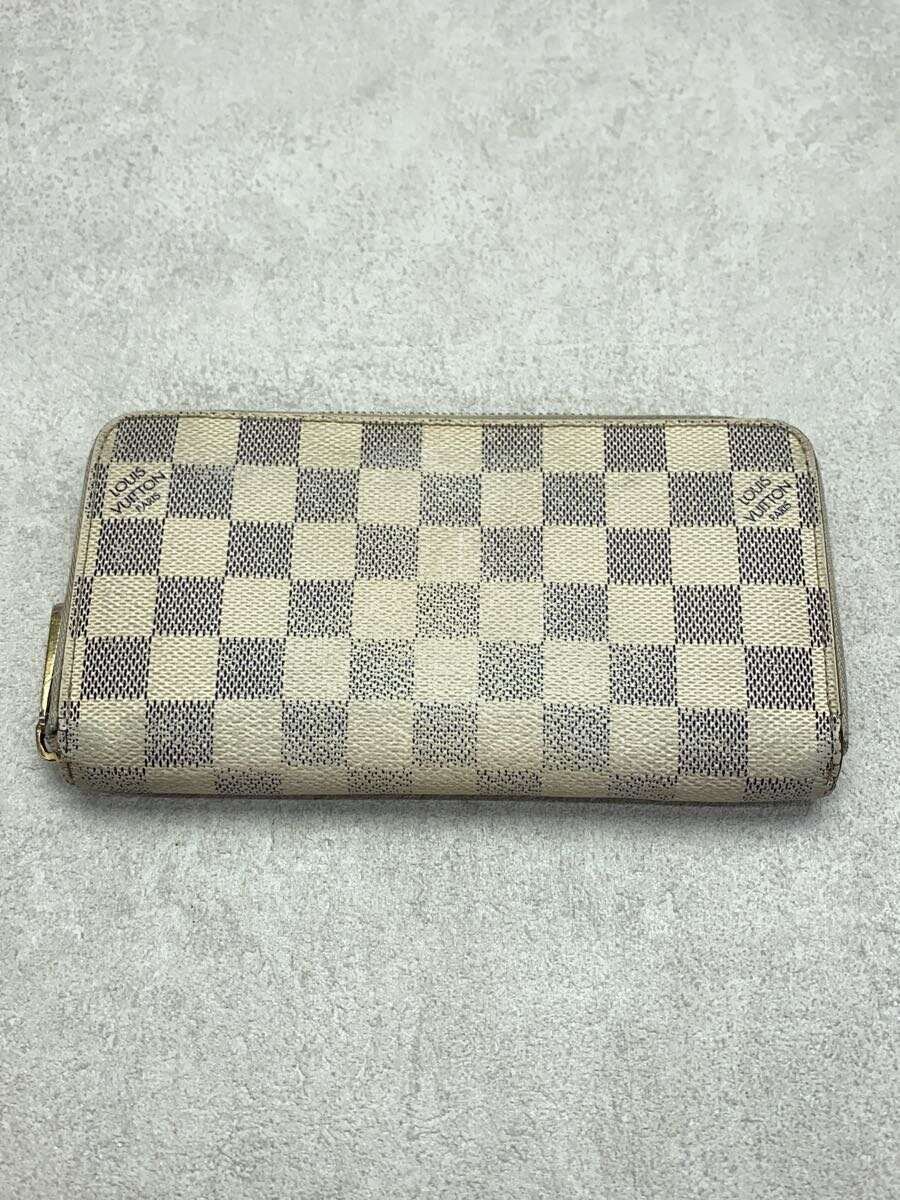 【中古】LOUIS VUITTON◆ジッピー・ウォレット_ダミエ・アズール_WHT/PVC/WHT/レディース【服飾雑貨他】