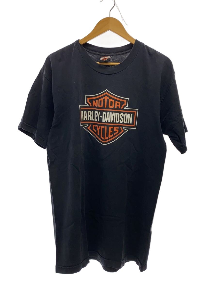 【中古】HARLEY DAVIDSON◆CLASSIC LOGO T-SHIRT/NEW ORLEANS/L/綿織物/BLK【メンズウェア】