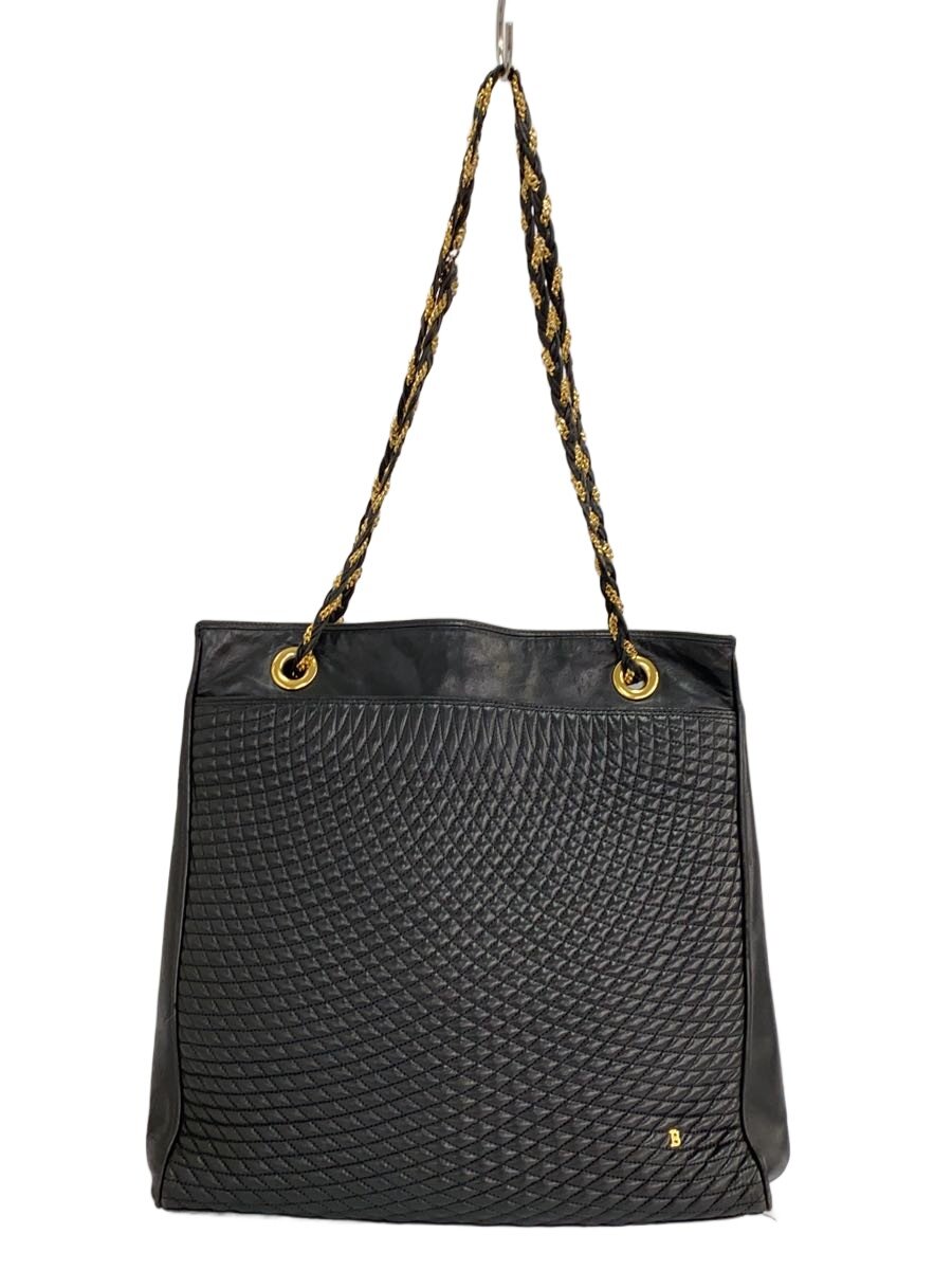 【中古】BALLY◆キルトチェーントートバッグ/なめし革/BLK【御徒面子】