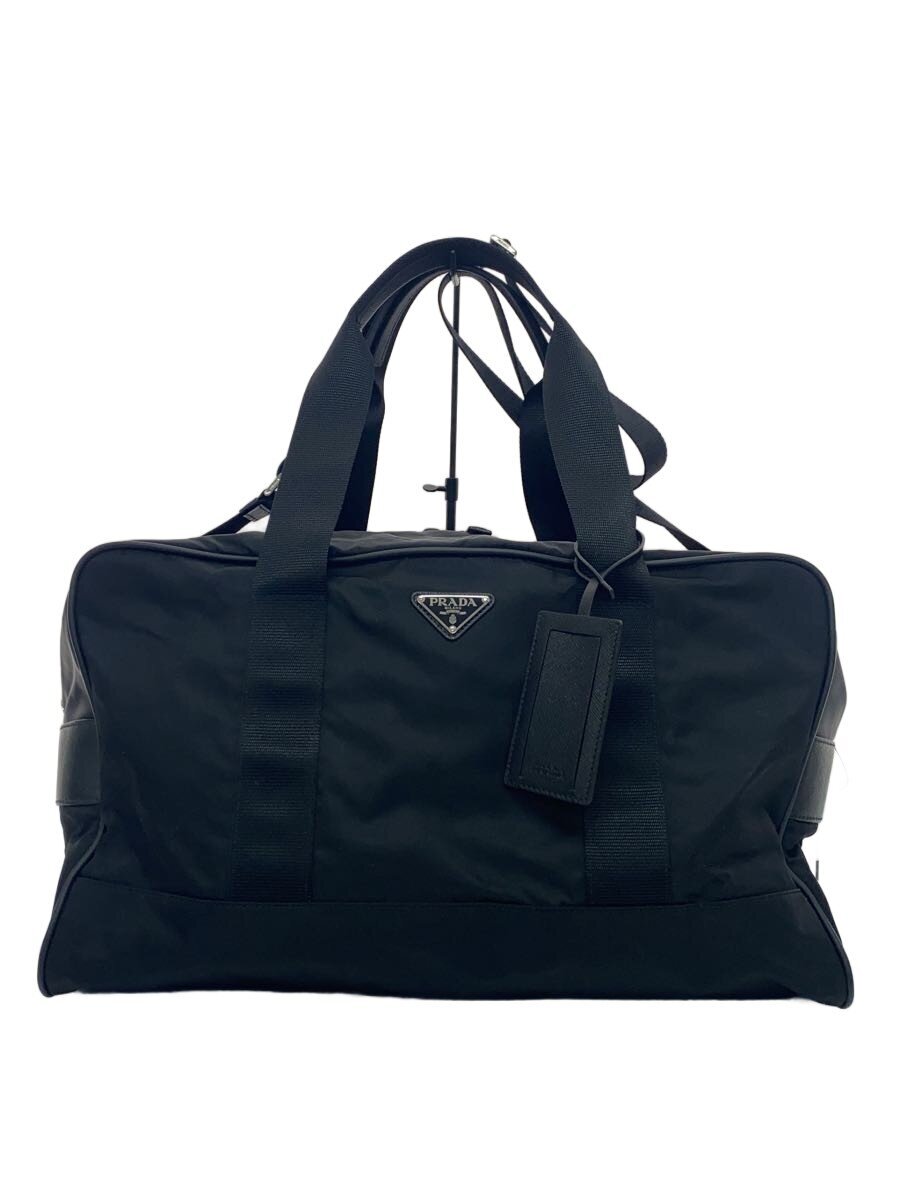【中古】PRADA◆TESSUTO/SAFFIANO/周遊御徒面子/ボストンバッグ/ナイロン/黒いこと/2VC033【御徒面子】