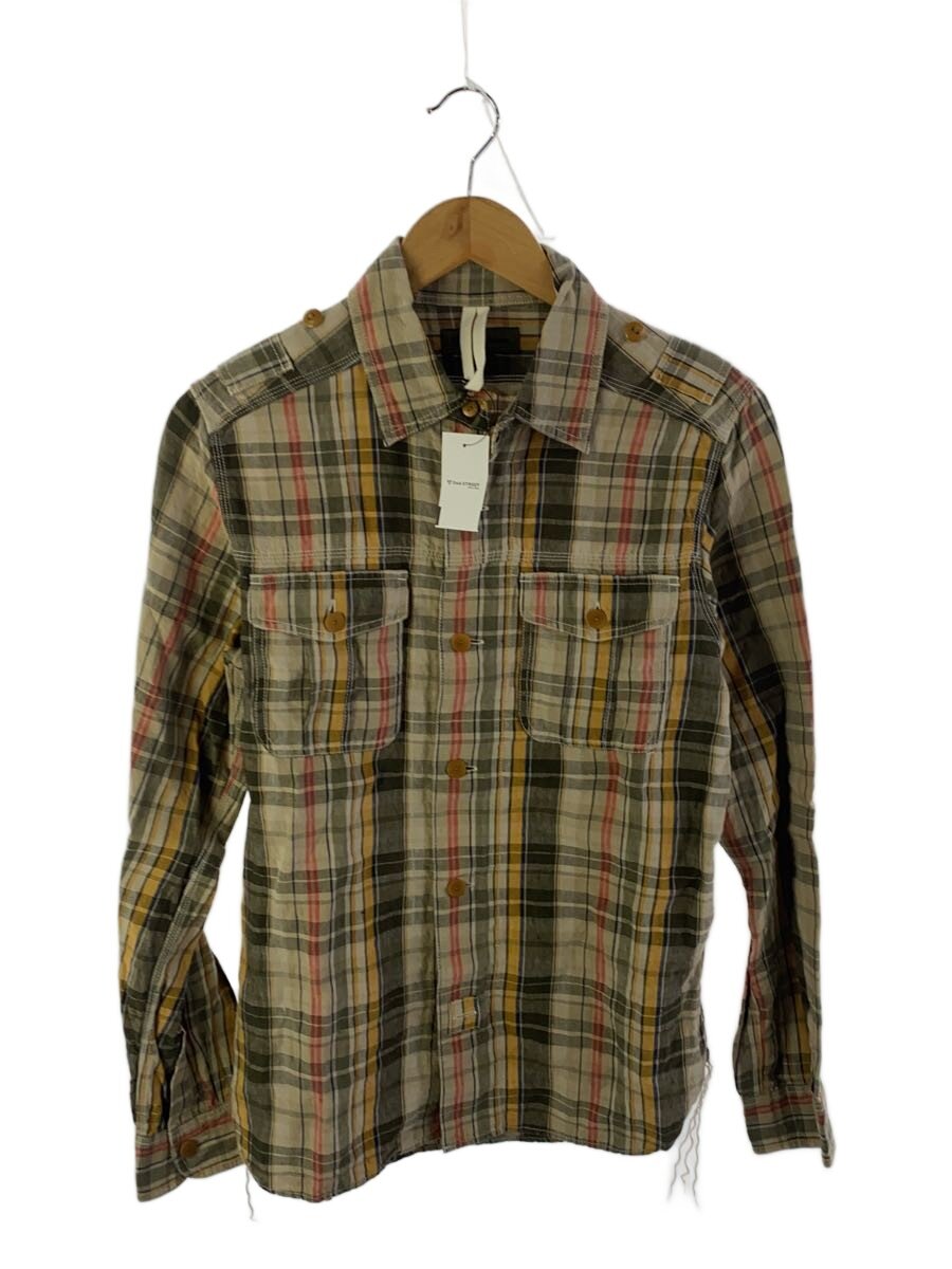 【中古】Nigel Cabourn◆長袖プルオーバー/46/リネン/KHK/8080010027/ジップシャツ【メンズウェア】