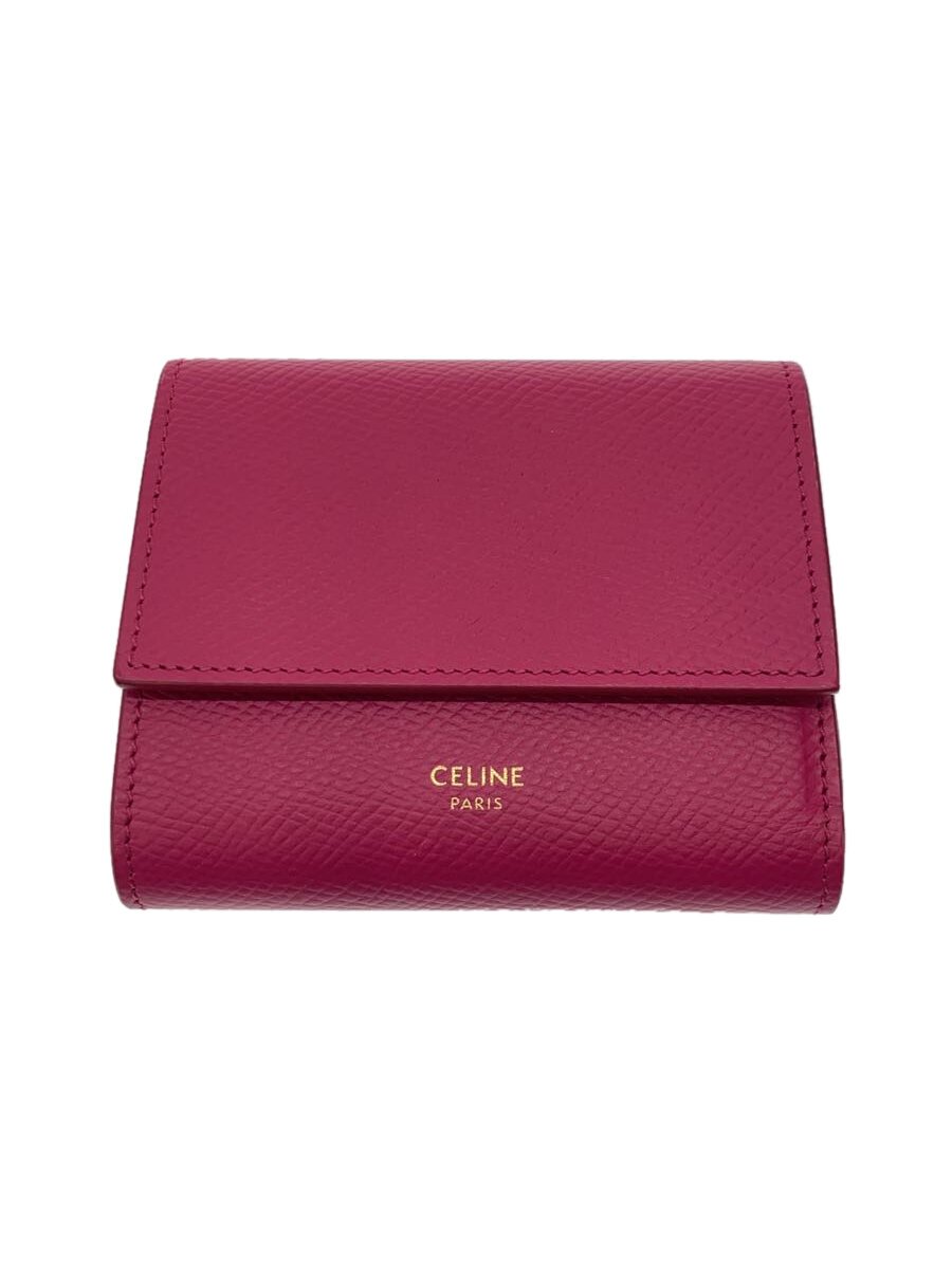 【中古】CELINE◆3つ折り札入れ/なめし革/PNK/無地/レディース/U-TA-0129/? NULL ?【服飾雑貨他】