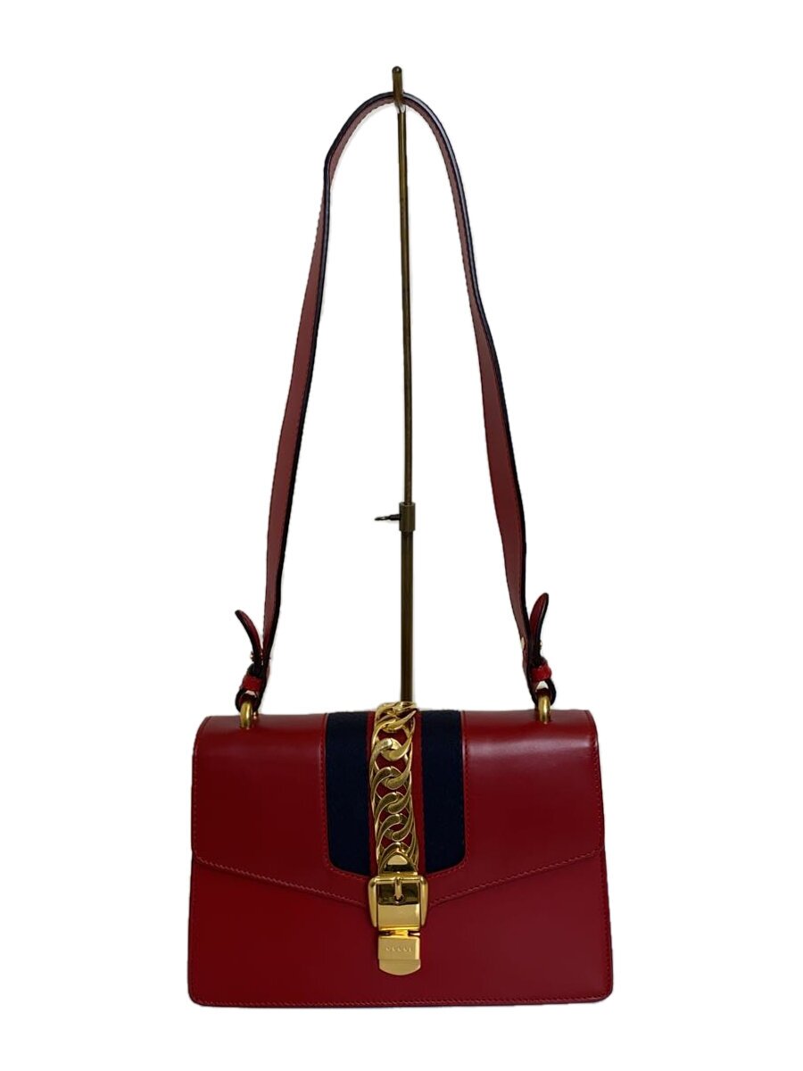 【中古】GUCCI◆ショルダーバッグ_シルヴィ/なめし革/RED【御徒面子】