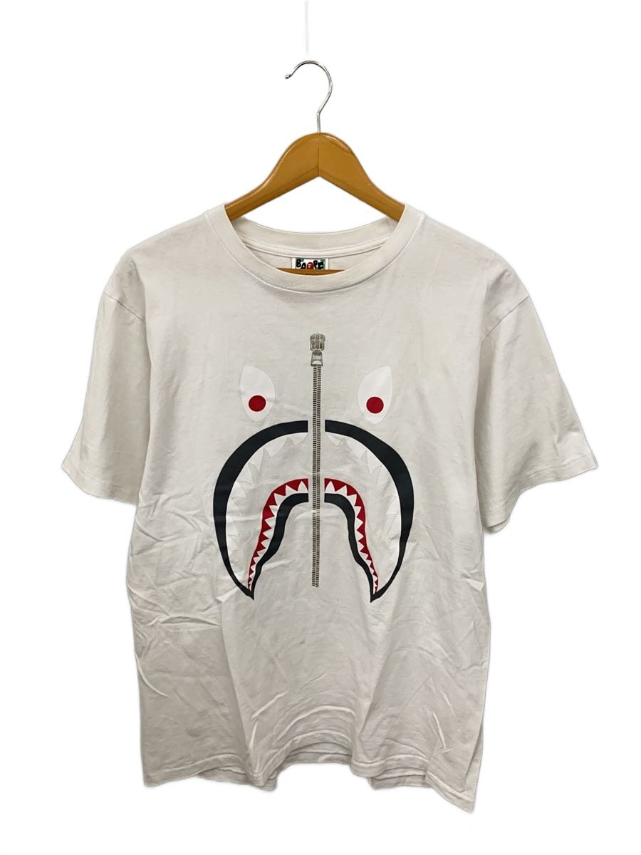 【中古】A BATHING APE◆MAD SHARK_マッドシャーク/プルオーバー/L/綿織物/WHT/刷り上げる/001TEJ801059M//【メンズウェア】