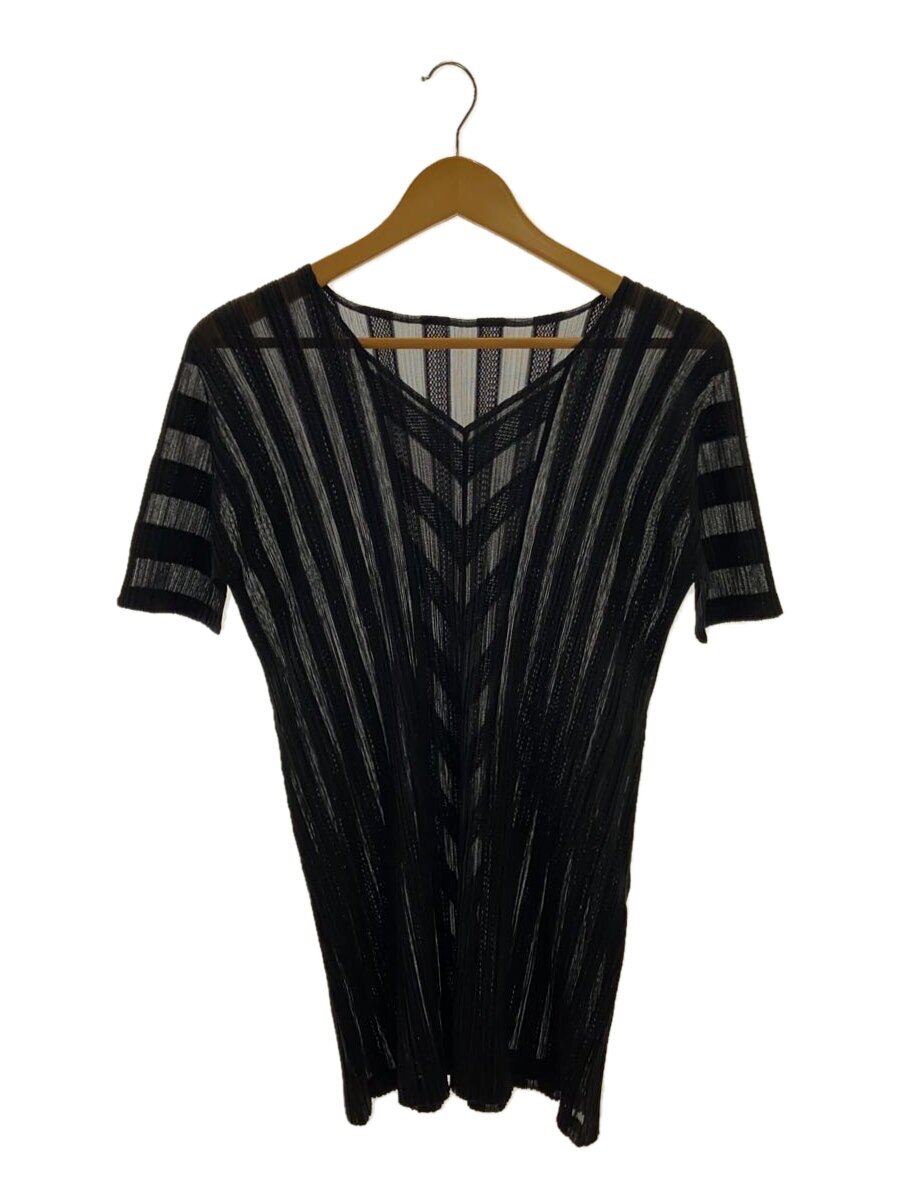 【中古】PLEATS PLEASE ISSEY MIYAKE◆半袖カットソー/3/ポリエステル/BLK/PP01-JT695【レディース御召しもの】