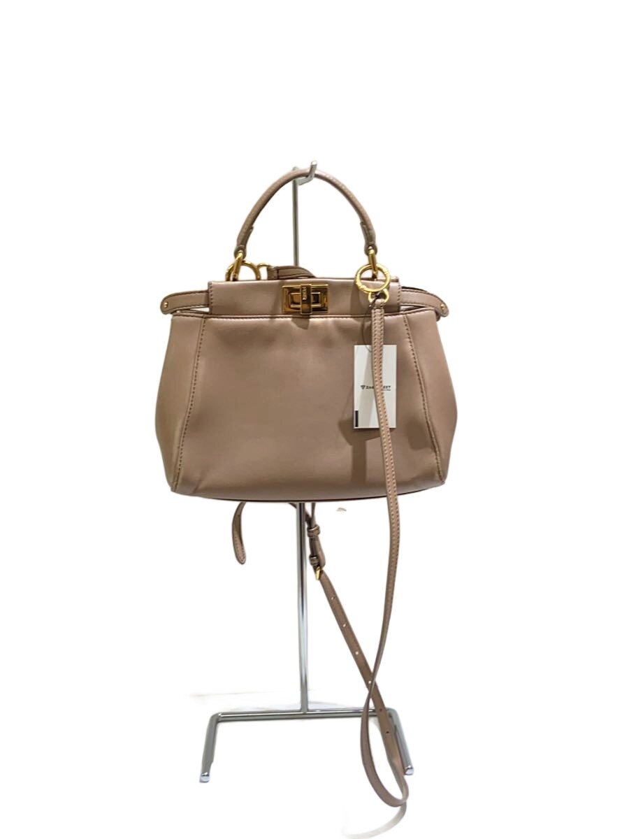 【中古】FENDI◆角スレ・ハンドル擦・境界線の外側ヨゴレ有/ショルダーバッグ/なめし革/BRW/無地/8BN244【御徒面子】