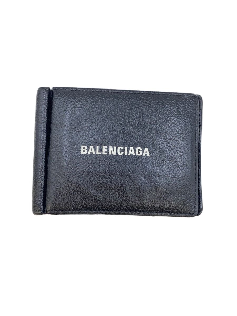 【中古】BALENCIAGA◆2つ折り紙入れ/なめし革/NVY/メンズ/625819/スレや剥がれなどの当て嵌める感有【服飾雑貨他】