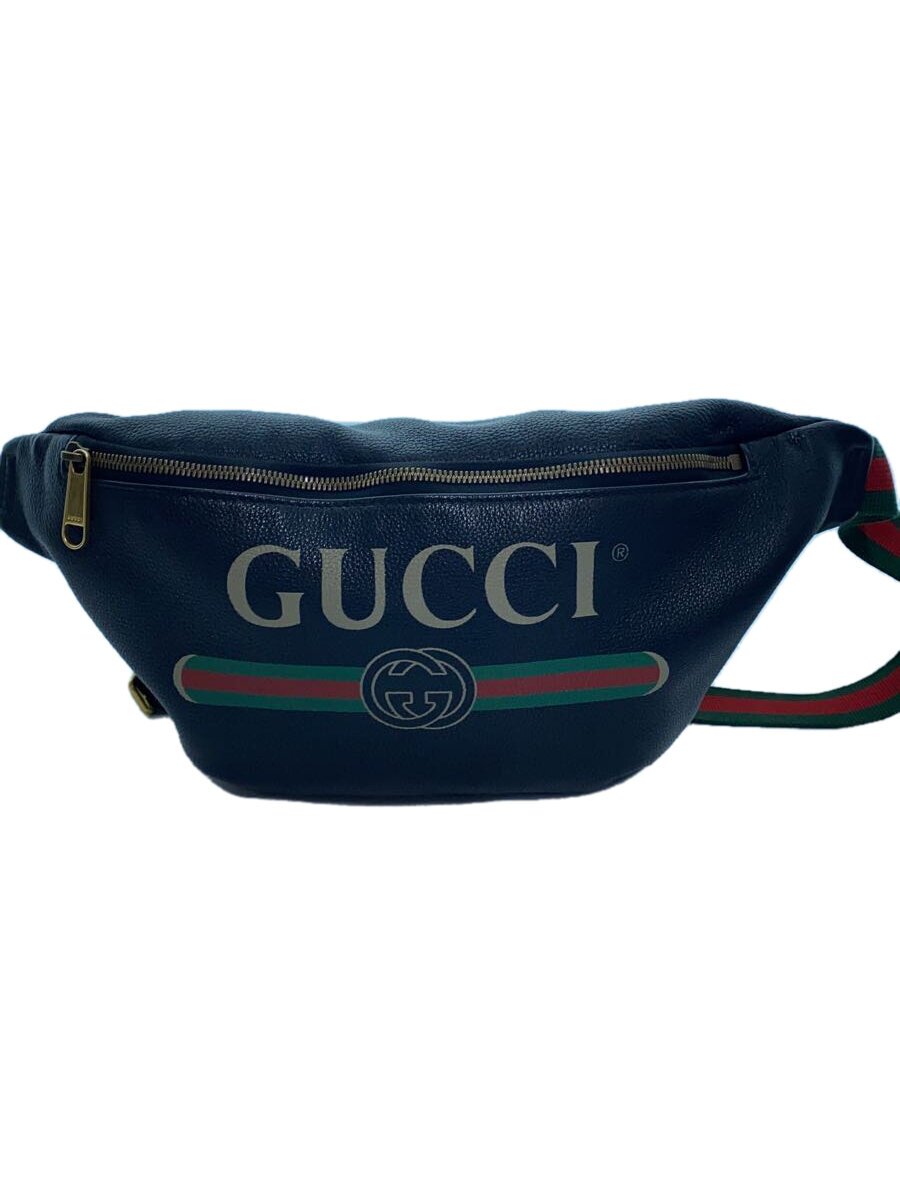 【中古】GUCCI◆酉の方角御徒面子_GUCCI刷り上げる/なめし革/BLK【御徒面子】