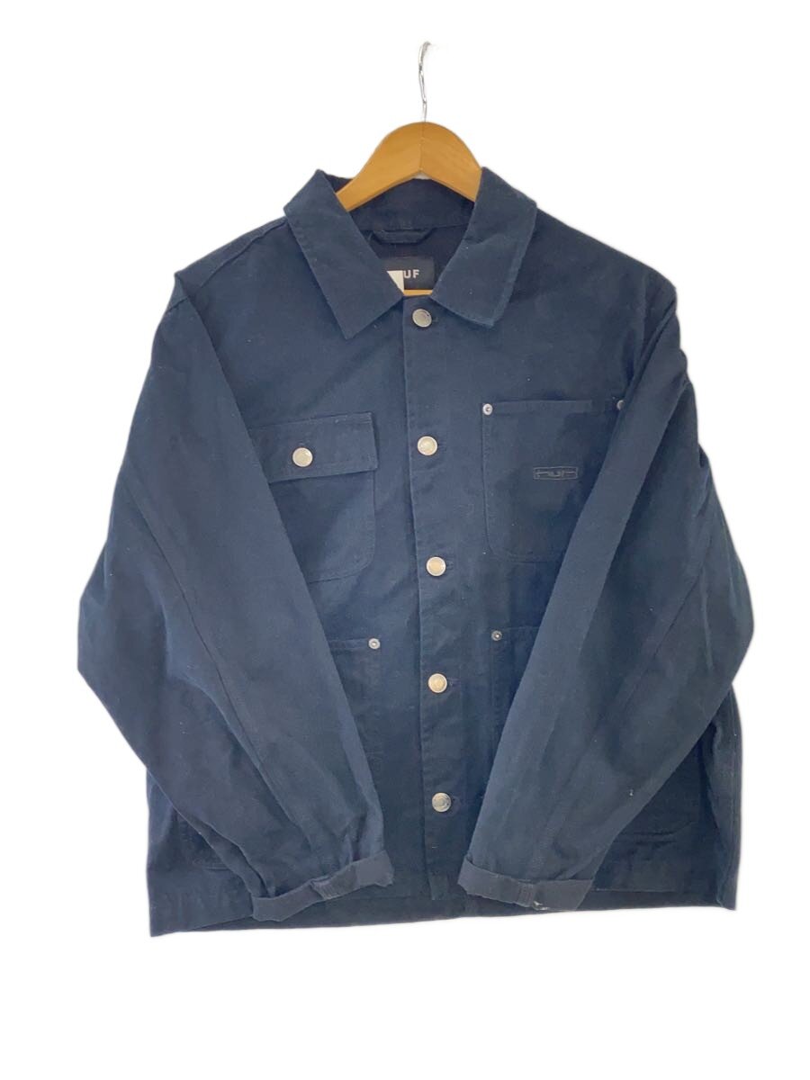 【中古】HUF◆STRETCH LOGO CHORE SHACKET/S/綿織物/BLK【メンズウェア】