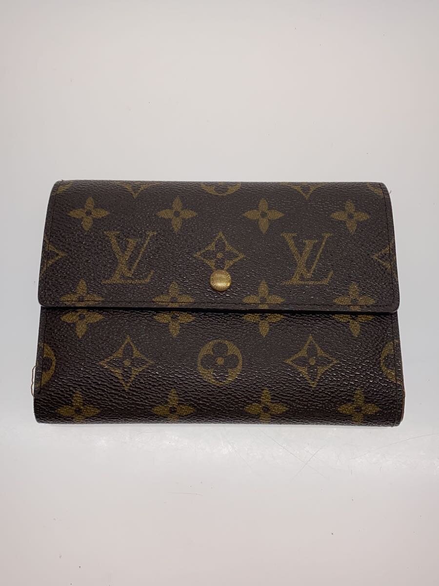 【中古】LOUIS VUITTON◆ポルト・トレゾール・エテュイ・パピエ_モノグラム・キャンバス_BRW/PVC/BRW/総柄/レディース【服飾雑貨他】