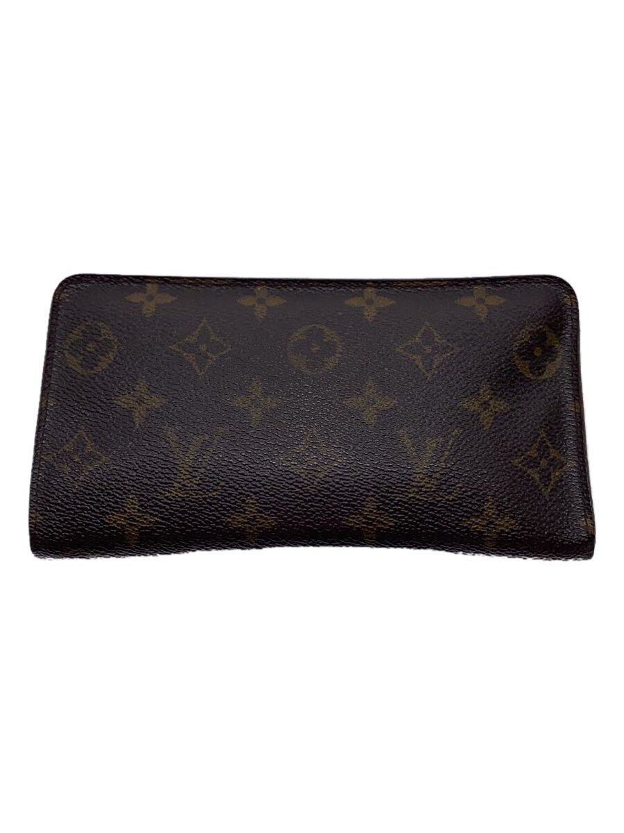 【中古】LOUIS VUITTON◆ポルト・モネ・ジップ_モノグラム・帆布_BRW/PVC/BRW/メンズ【服飾雑貨他】