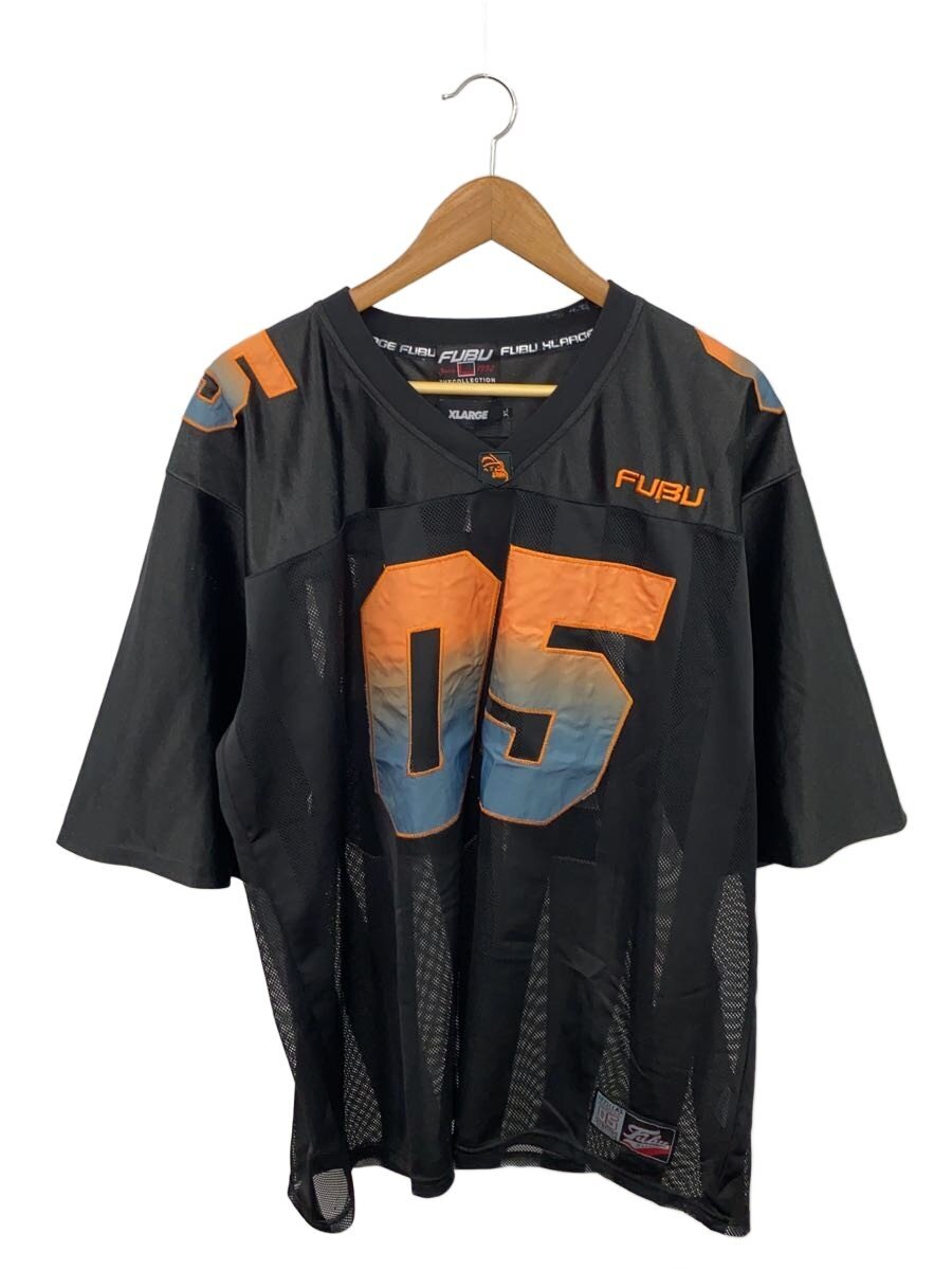 【中古】X-LARGE◆×FUBU BASEBALL SHIRT/プルオーバー/XL/ポリエステル/BLK/無地【メンズウェア】