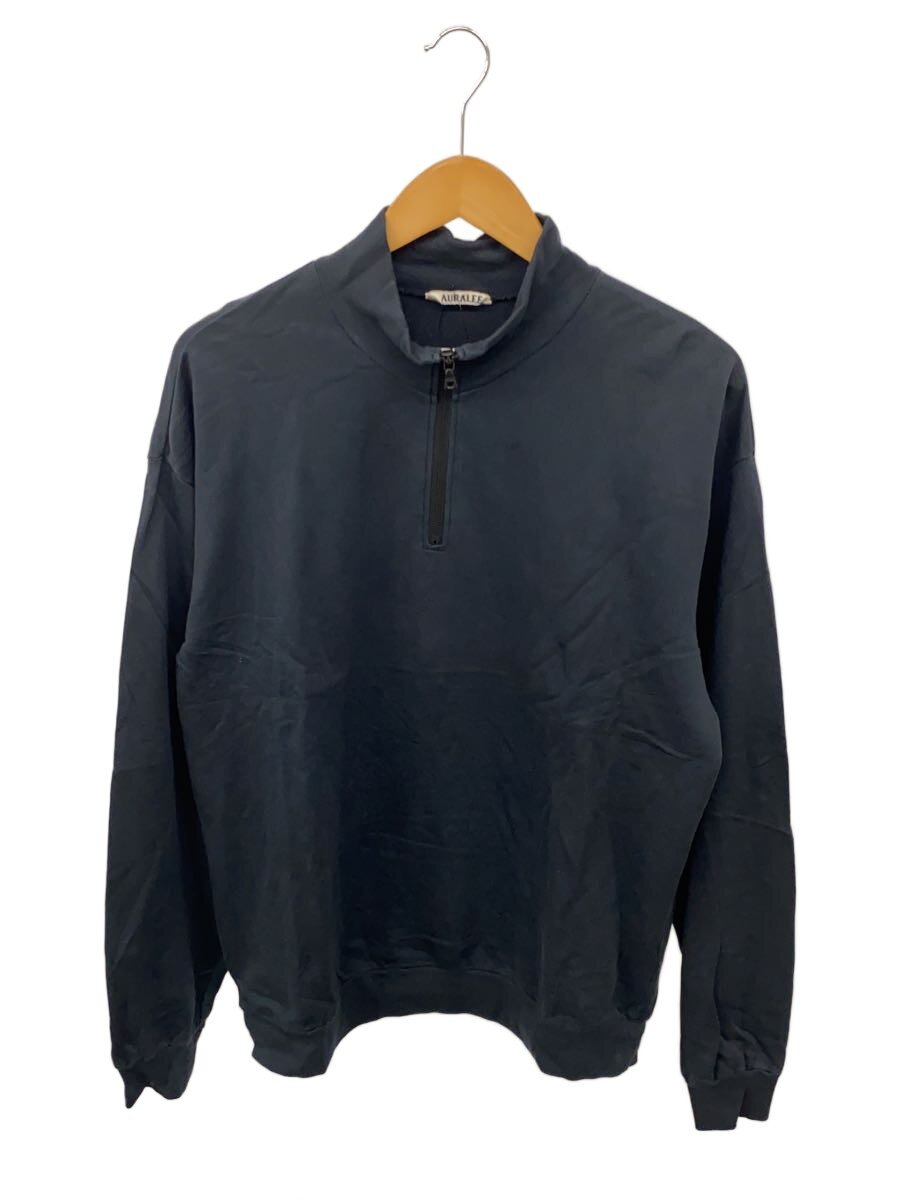 【中古】AURALEE◆25ss/ELASTIC HIGH GAUGE SWEAT HALF ZIP/綿織物/BLK/無地/A25SP01//【メンズウェア】