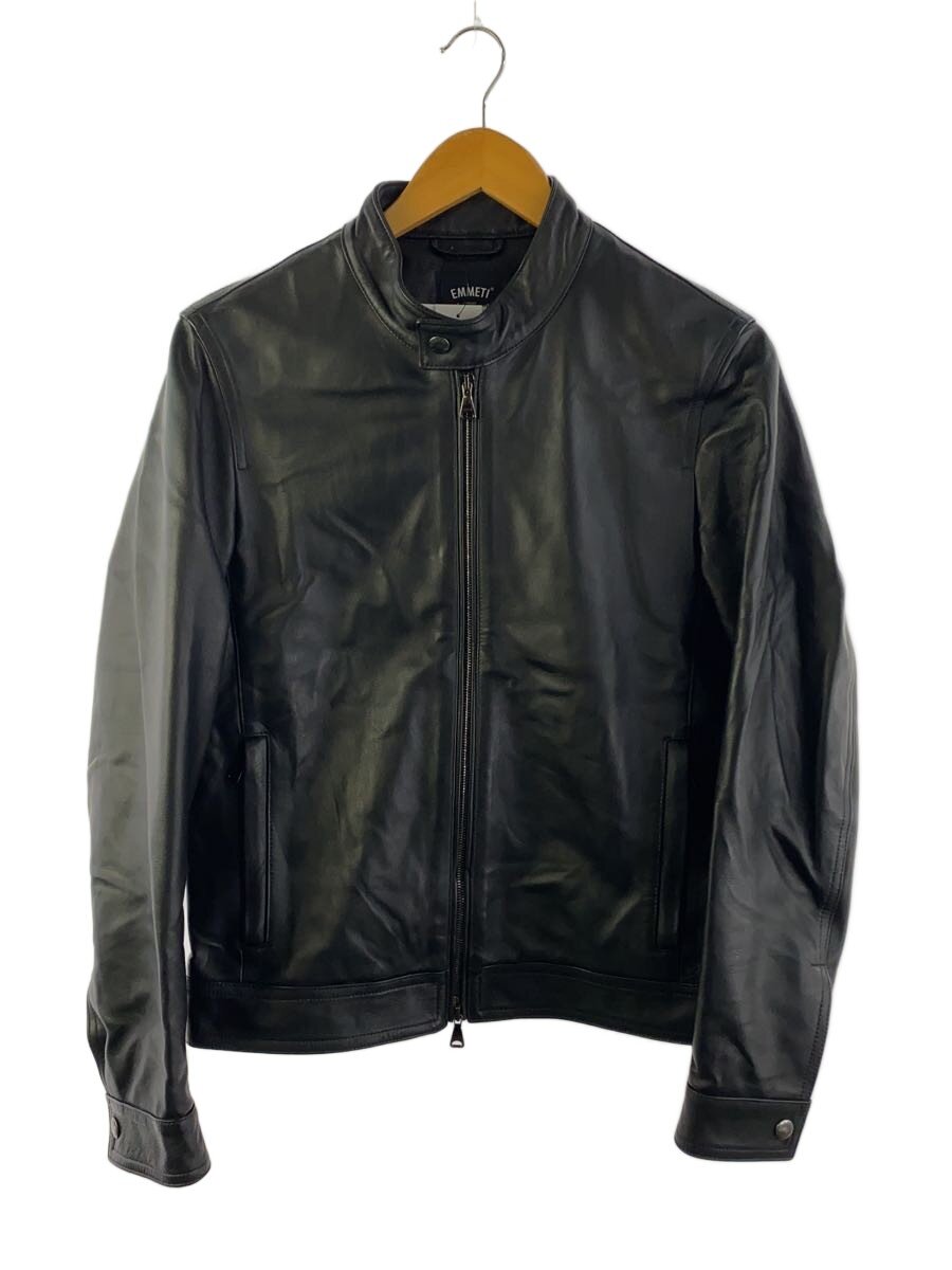 【中古】EMMETI◆LAMBSKIN/シングルライダース/46/羊革/BLK/無地/GIAPPONE-078【メンズウェア】