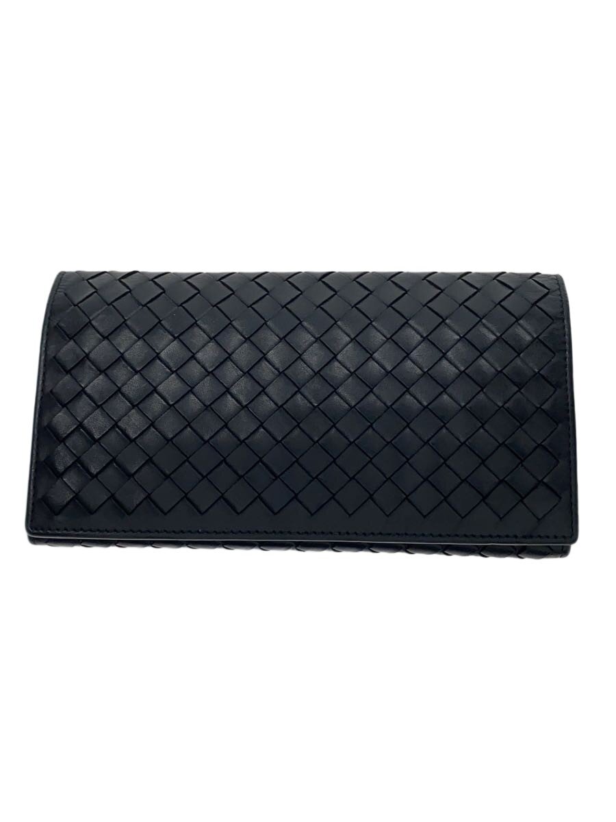 【中古】BOTTEGA VENETA◆長金入れ/なめし革/BLK/無地/メンズ【服飾雑貨他】