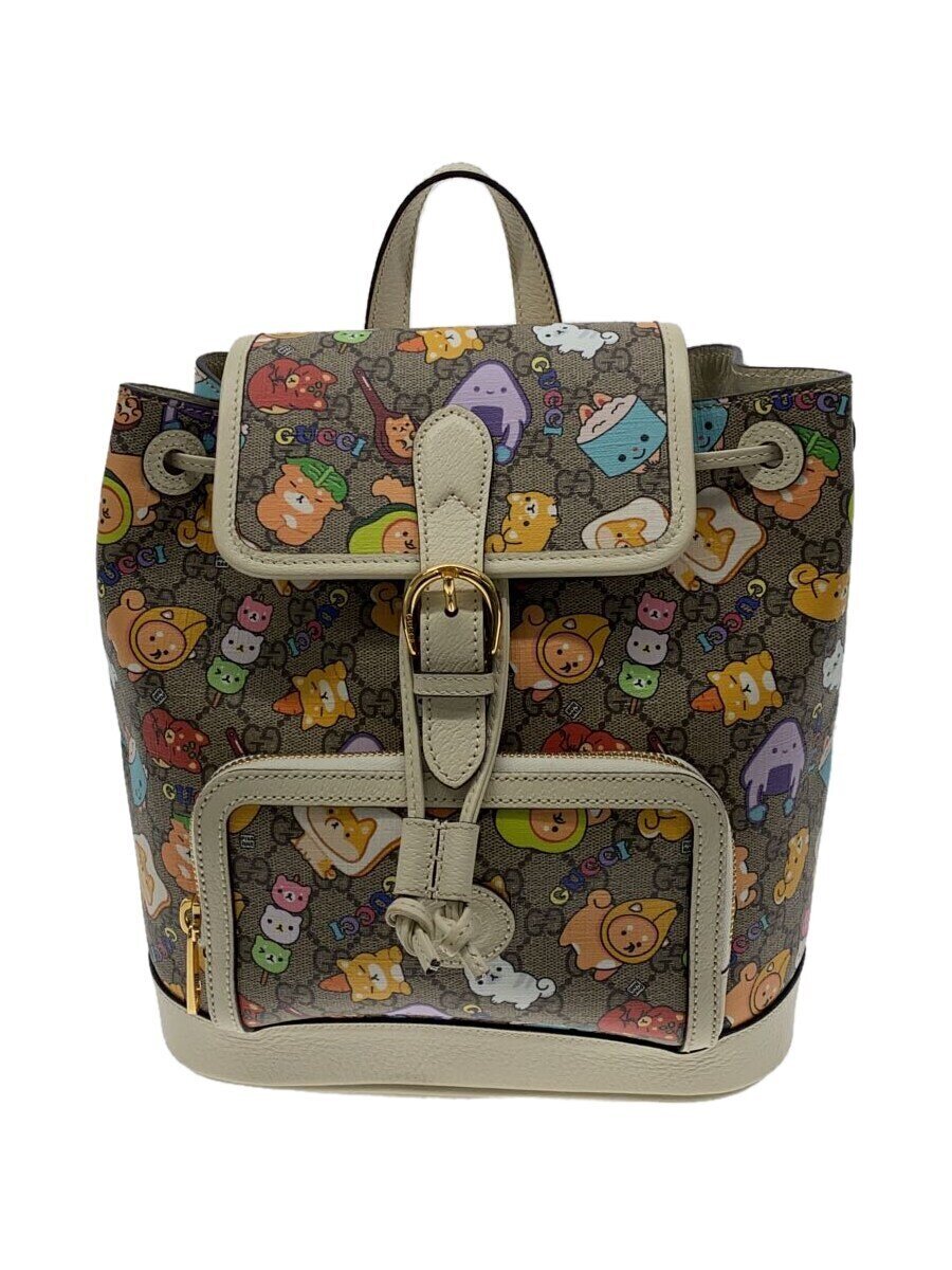 【中古】GUCCI◆ばなにゃ寄せあわせ/背嚢/PVC/マルチ色つや/GGスプリーム/674147【御徒面子】