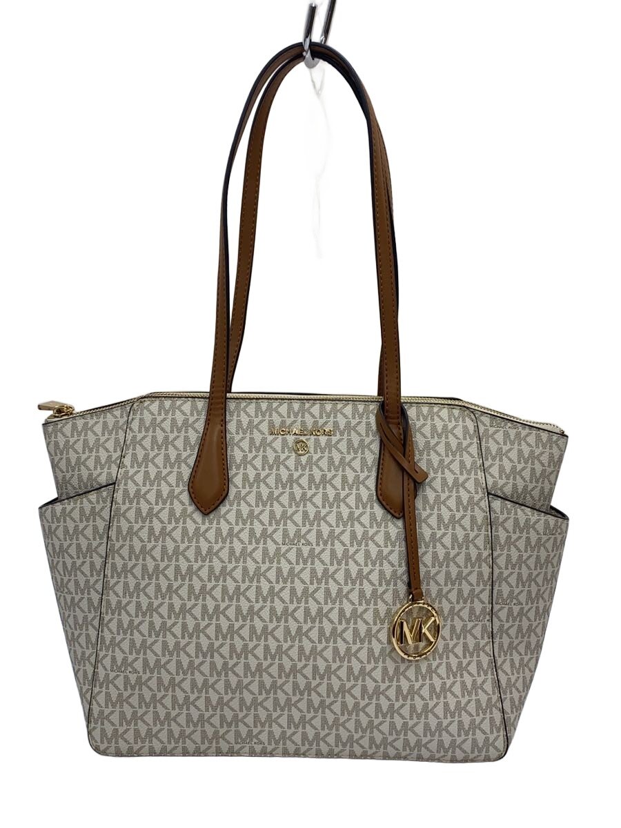 【中古】MICHAEL KORS◆トートバッグ/なめし革/WHT/総柄/30S2G6AT2B【御徒面子】