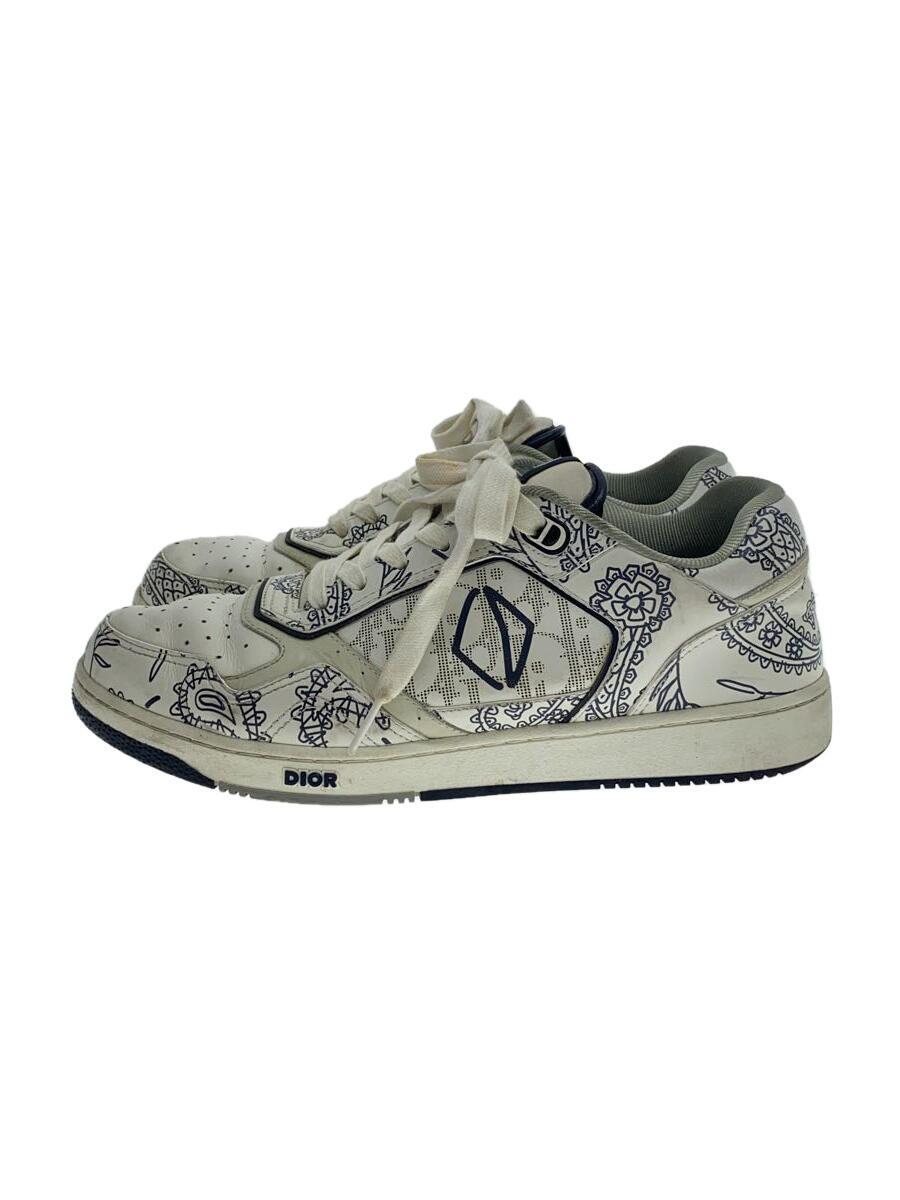 【中古】Dior HOMME◆ローカットスニーカー/43/WHT/B27 LT CALF GALAXY/ペイズリー柄オブリークスニーカー【シューズ】