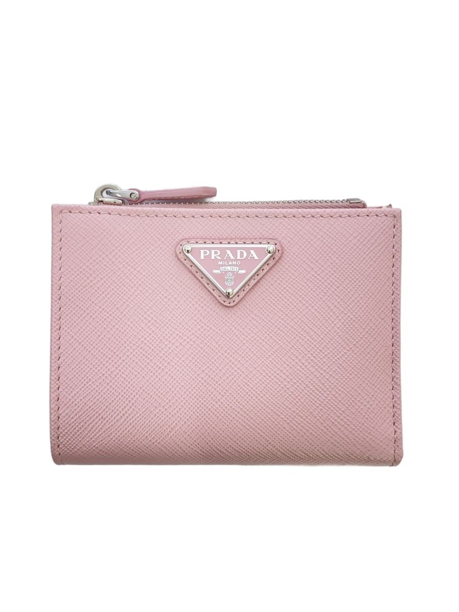 【中古】PRADA◆2つ折り銭入れ/なめし革/PNK/レディース【服飾雑貨他】