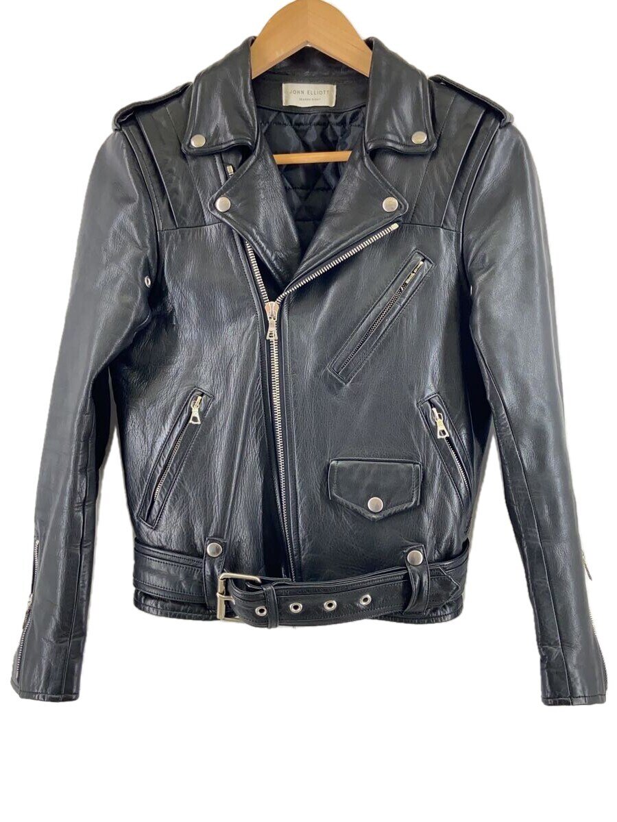 【中古】JOHN ELLIOTT◆ダブルライダースジャケット/0/なめし革/BLK/2420400382/ジョンエリオット/ブラックミーンズ【メンズウェア】