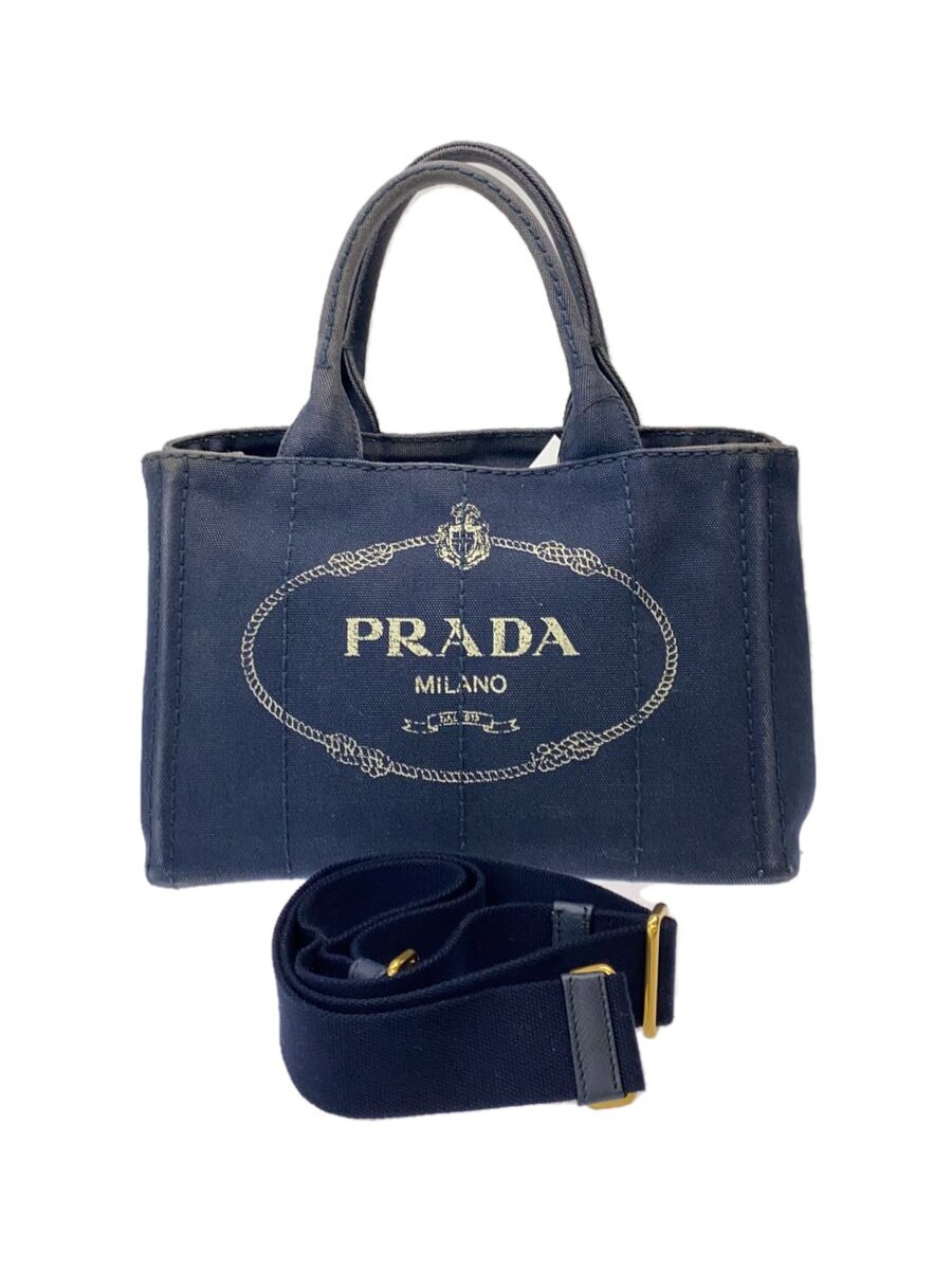【中古】PRADA◆2WAY/CANAPA/三角ロゴタイプ一皿/ショルダーバッグ/帆布/IDG/当て嵌める感有【御徒面子】