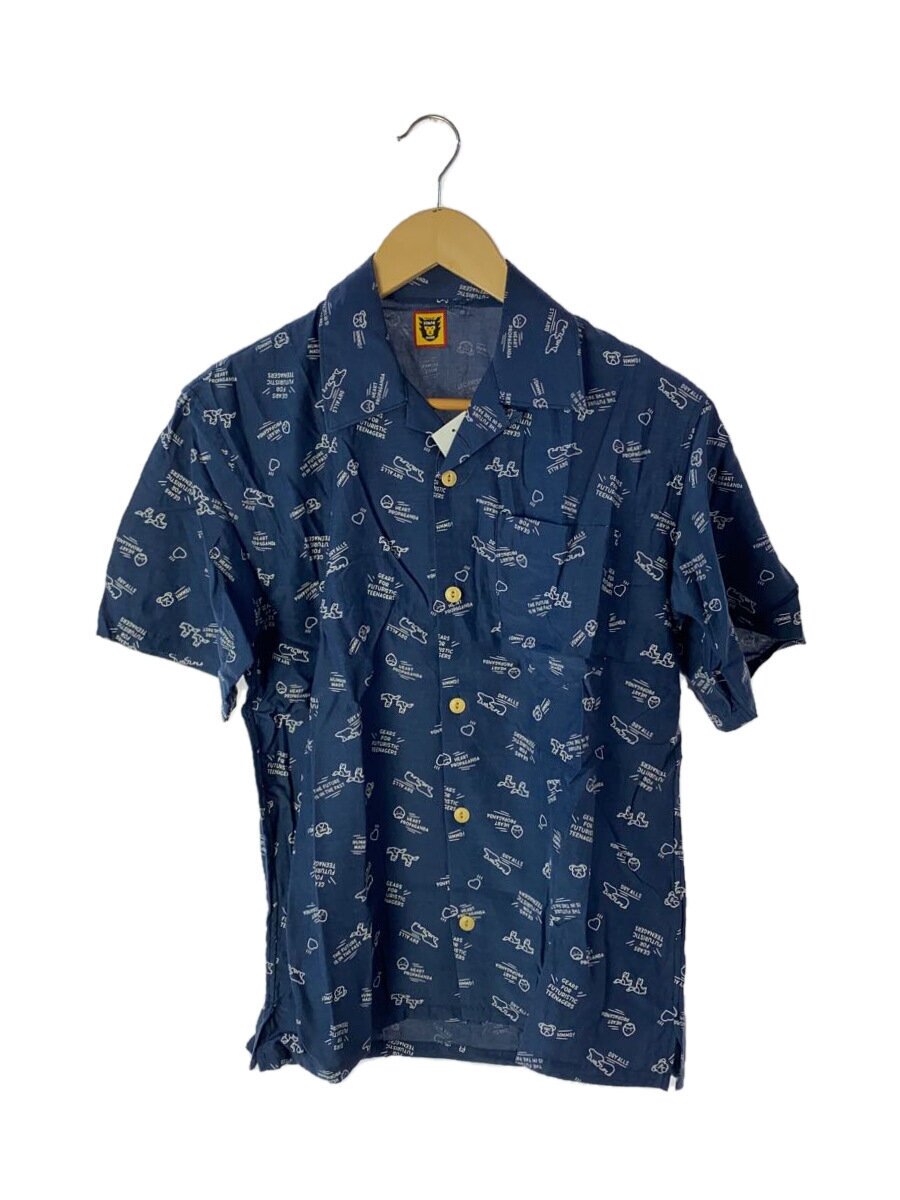 【中古】HUMAN MADE◆ANIMAL ALOHA SHIRT/S/人絹/NVY/毛の荒物【メンズウェア】