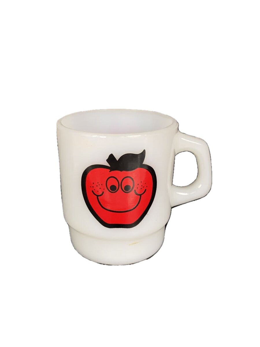 【中古】Fire King◆ジョニーアップルシード/マグ/洋食器その他/ホワイト【キッチン用品】