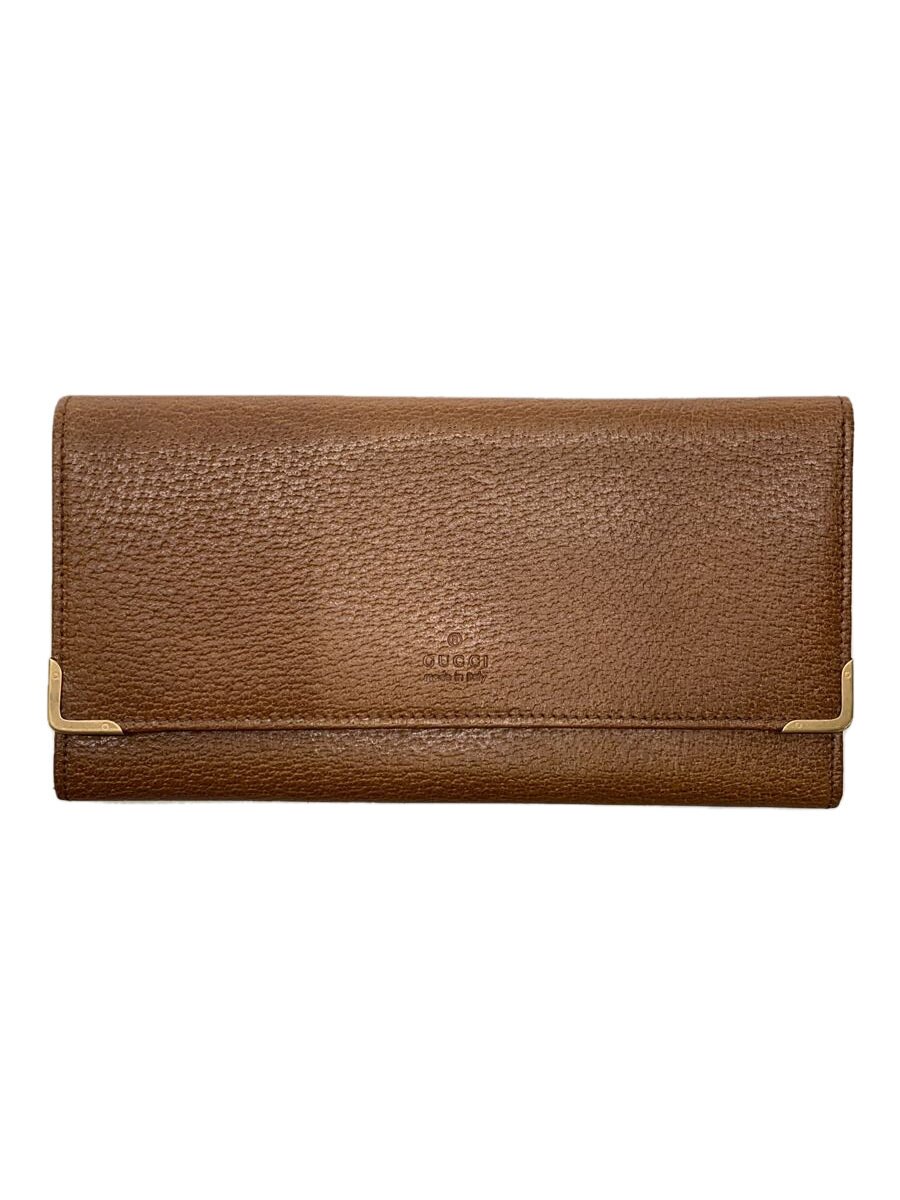 【中古】GUCCI◆2つ折り紙入れ/なめし革/BRW/無地/メンズ/120937・1408【服飾雑貨他】