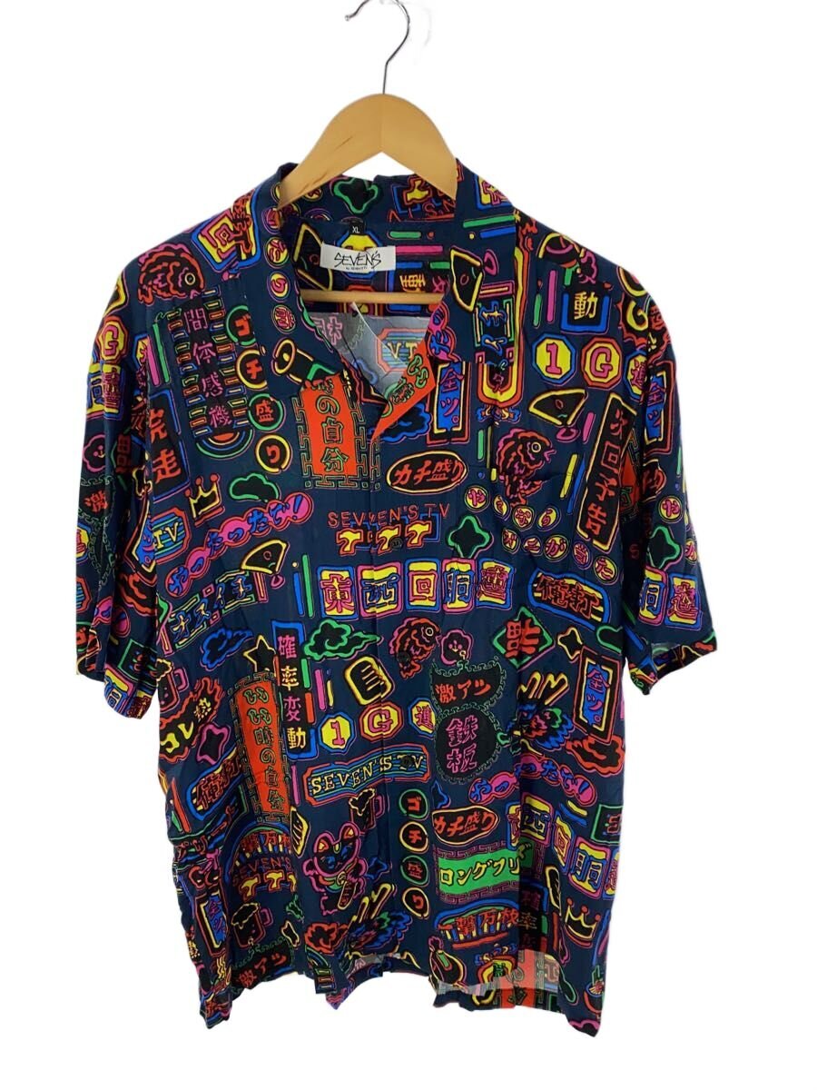 【中古】SEVEN’S TV◆アロハシャツ/XL/人絹/マルチ色合い【メンズウェア】