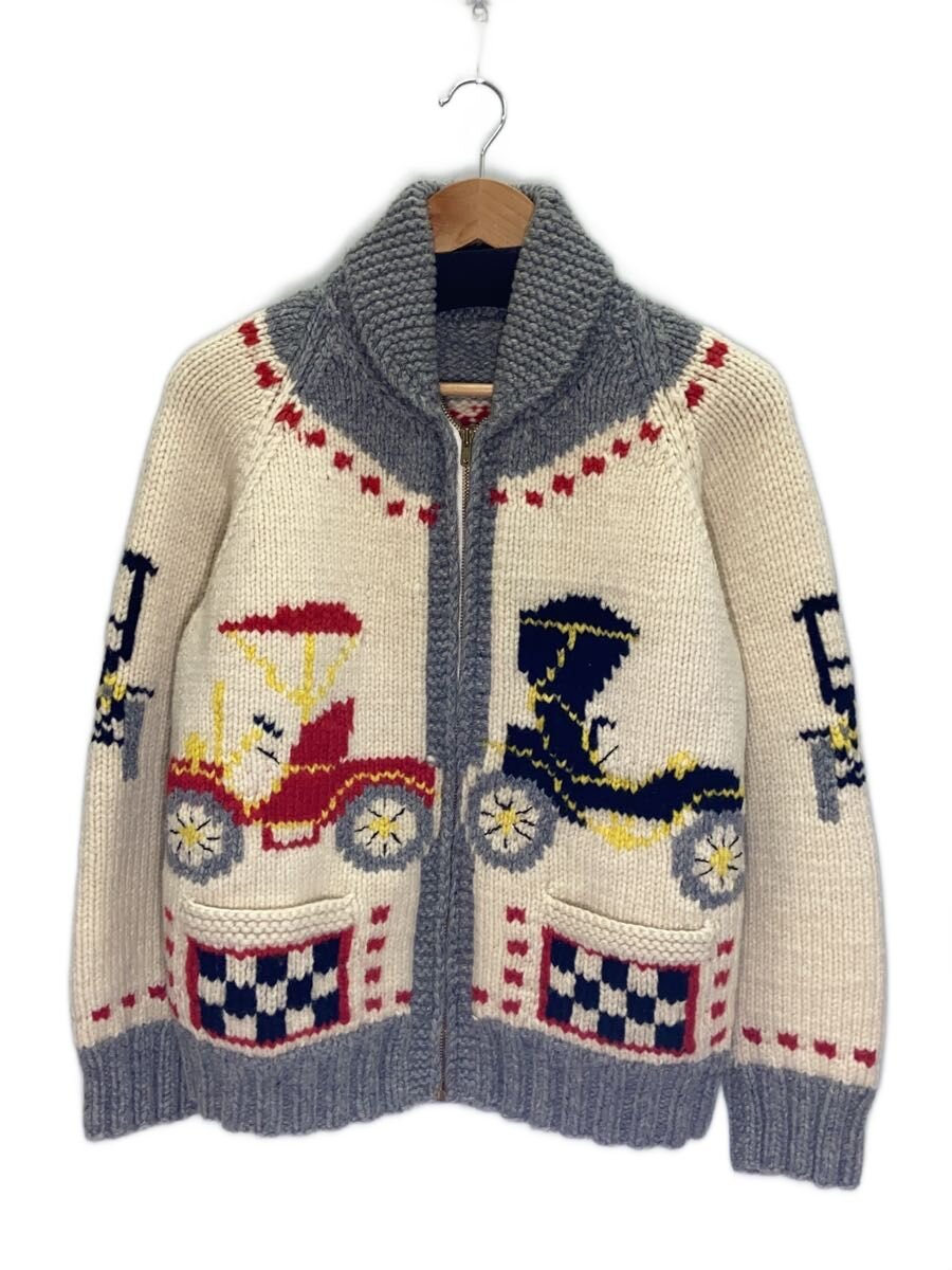 【中古】60s頃/カウチンセーター/鉄道車両野球クラブ/古典派音楽鉄道車両/象牙色/薄墨色/TALON【メンズウェア】