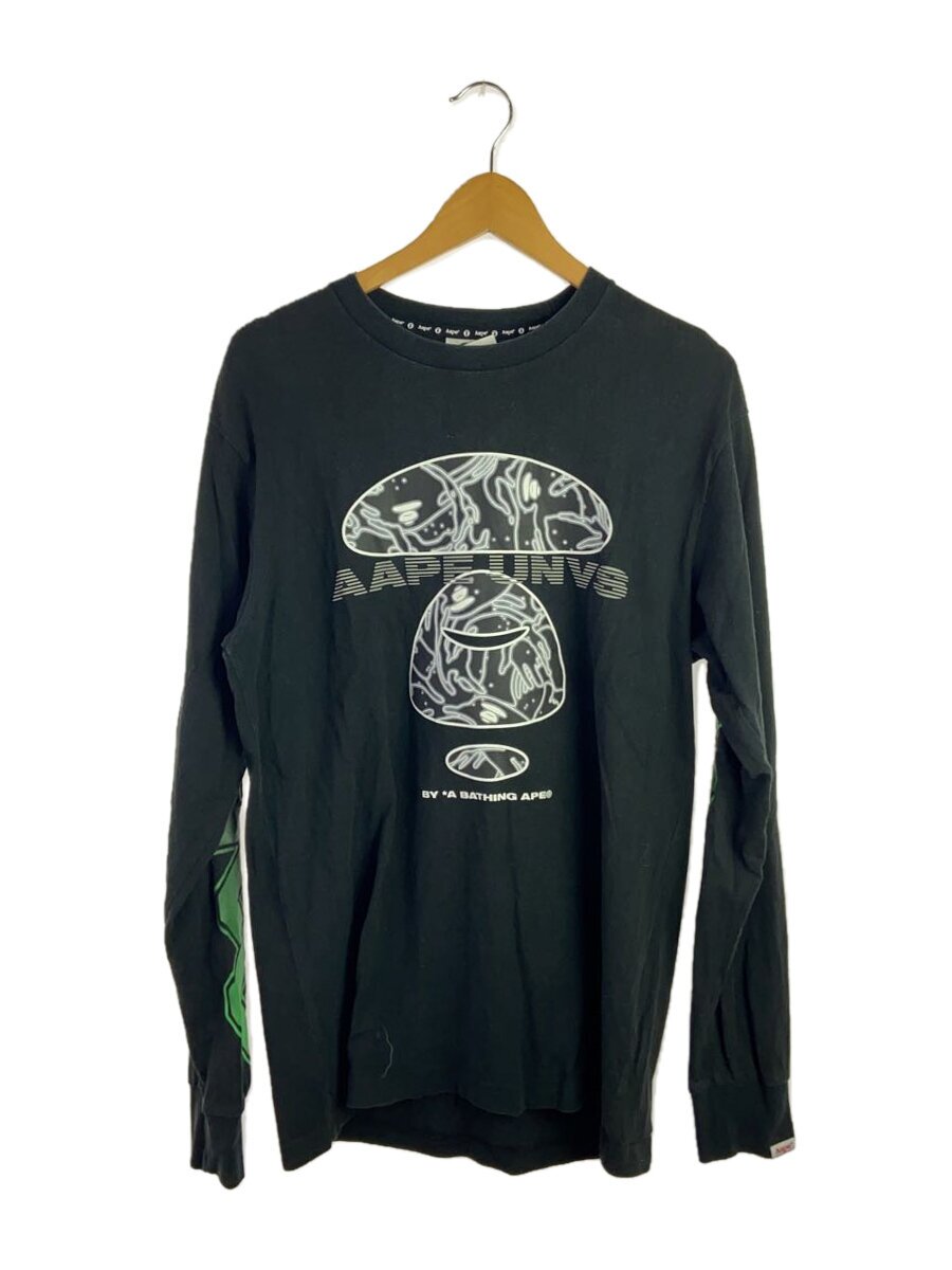 【中古】AAPE BY A BATHING APE◆長袖プルオーバー/L/綿織物/BLK/AAPLTM0368XXD【メンズウェア】