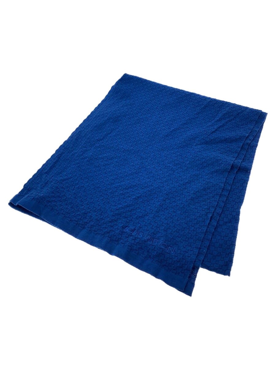 【中古】LOUIS VUITTON◆エシャルプ・マイクロダミエ_ダミエ・エベヌ_BLU/綿織物/BLU/メンズ【服飾雑貨他】