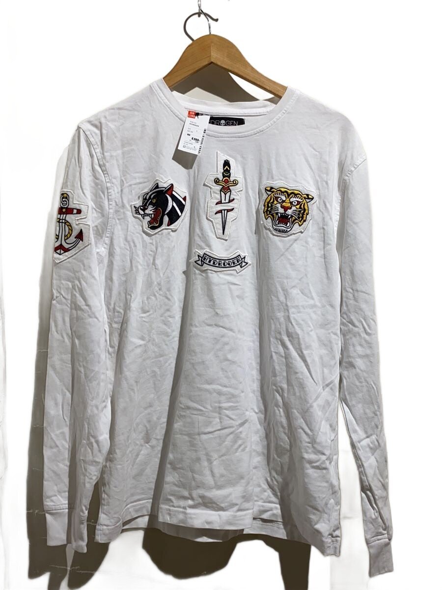 【中古】HYDROGEN◆長袖プルオーバー/L/綿織物/WHT/無地//【メンズウェア】