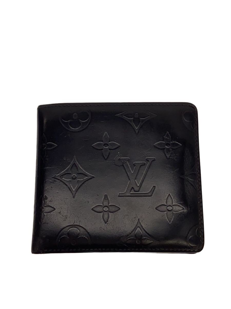 【中古】LOUIS VUITTON◆ポルト・フォイユ・コンパクト_モノグラム・グラセ/なめし革/BRW/メンズ【服飾雑貨他】