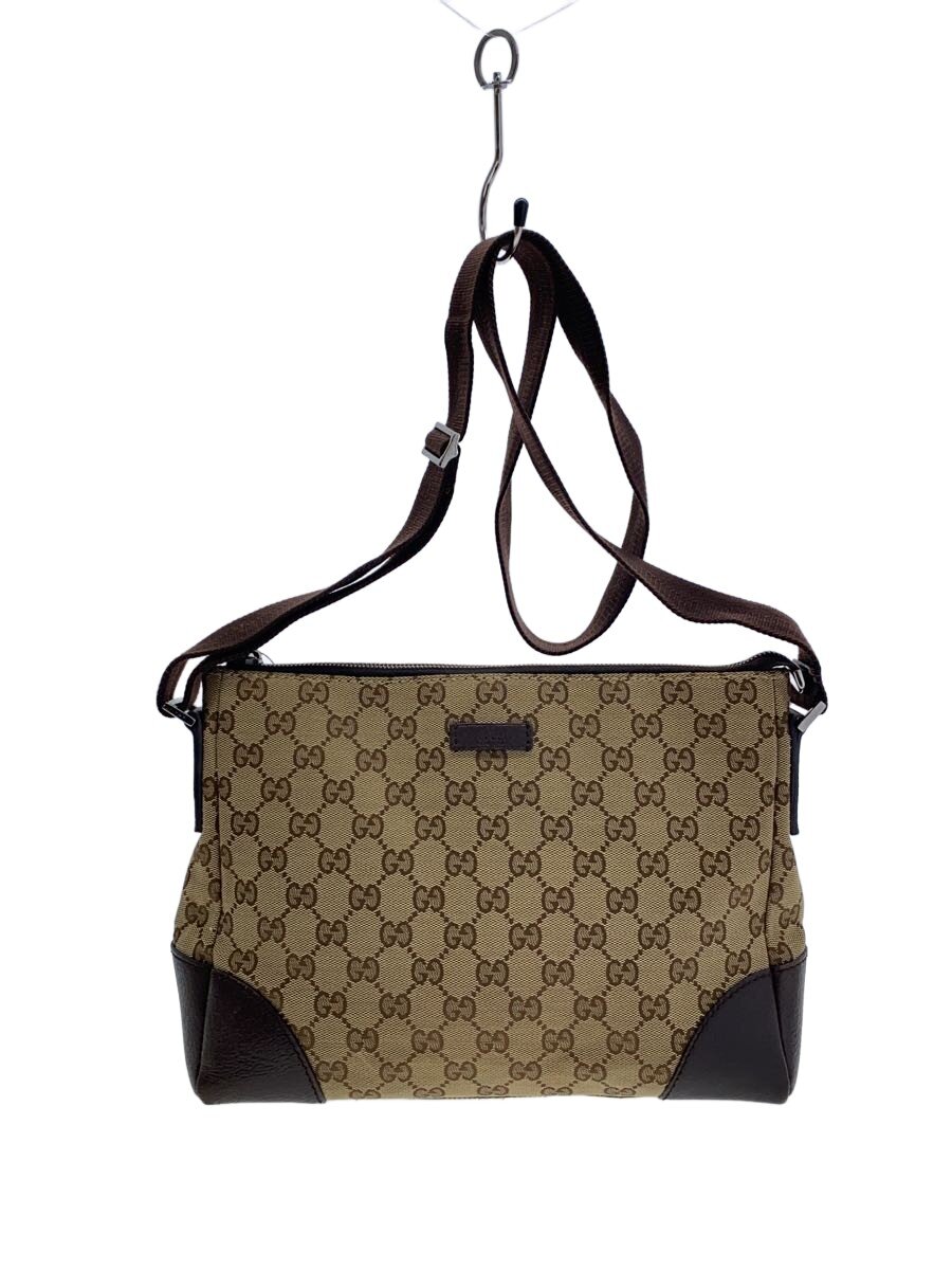 【中古】GUCCI◆ショルダーバッグ_GG帆布/帆布/BRW/総柄【御徒面子】