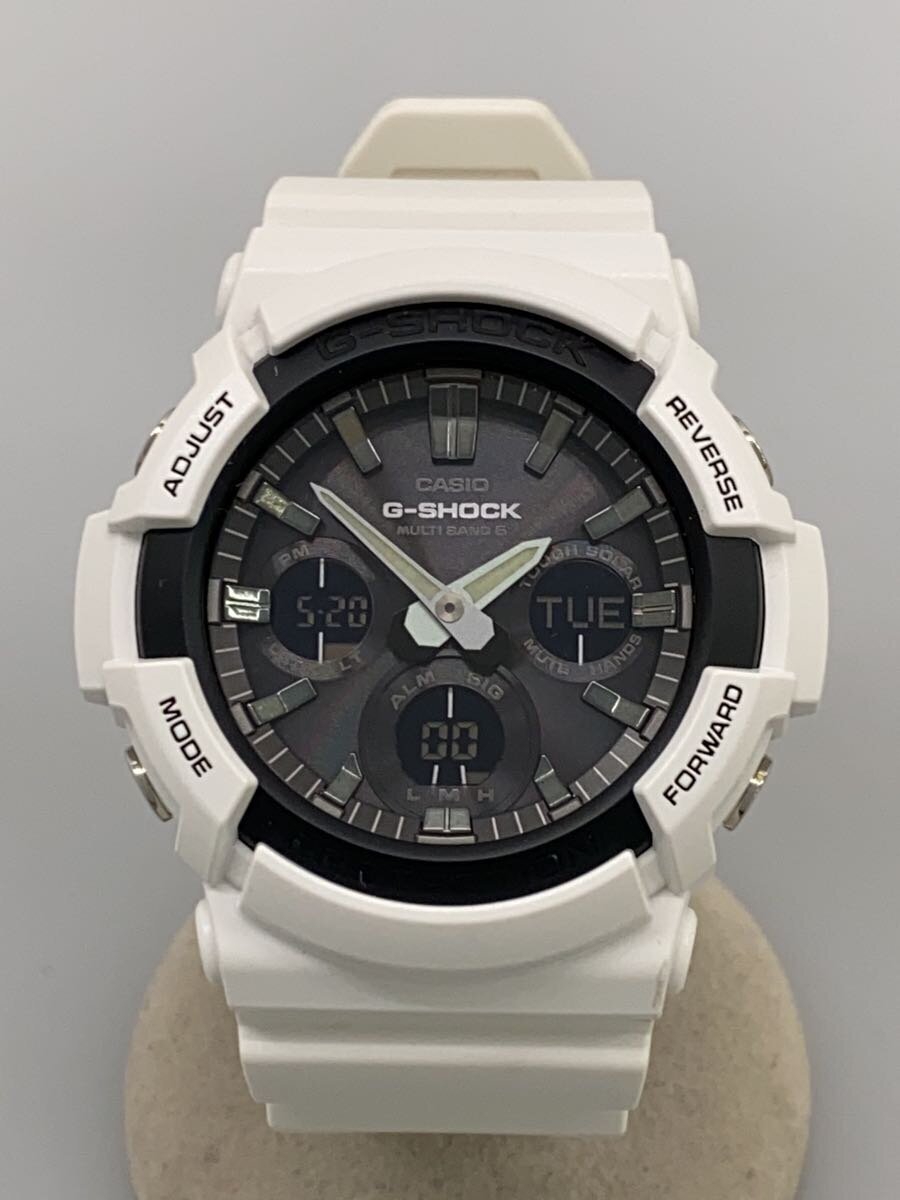 【中古】CASIO◆ソーラーウオッチ/デジアナ/BLK/WHT/GAW-100B-7AJF【服飾雑貨他】