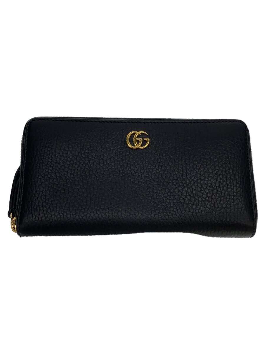 【中古】GUCCI◆ジップアラウンドウォレット_GGマーモント/レザー/BLK/無地/レディース//【服飾雑貨他】｜2ｎｄ STREET 店