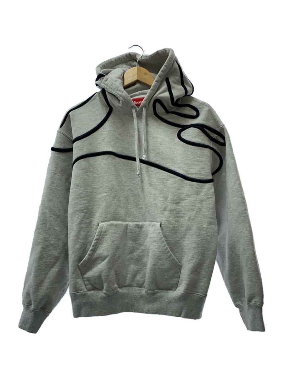 【中古】Supreme◆パーカー/S/綿織物/GRY/無地/SHOULDER SCRIPT HOODED SWEARSHIRT【メンズウェア】