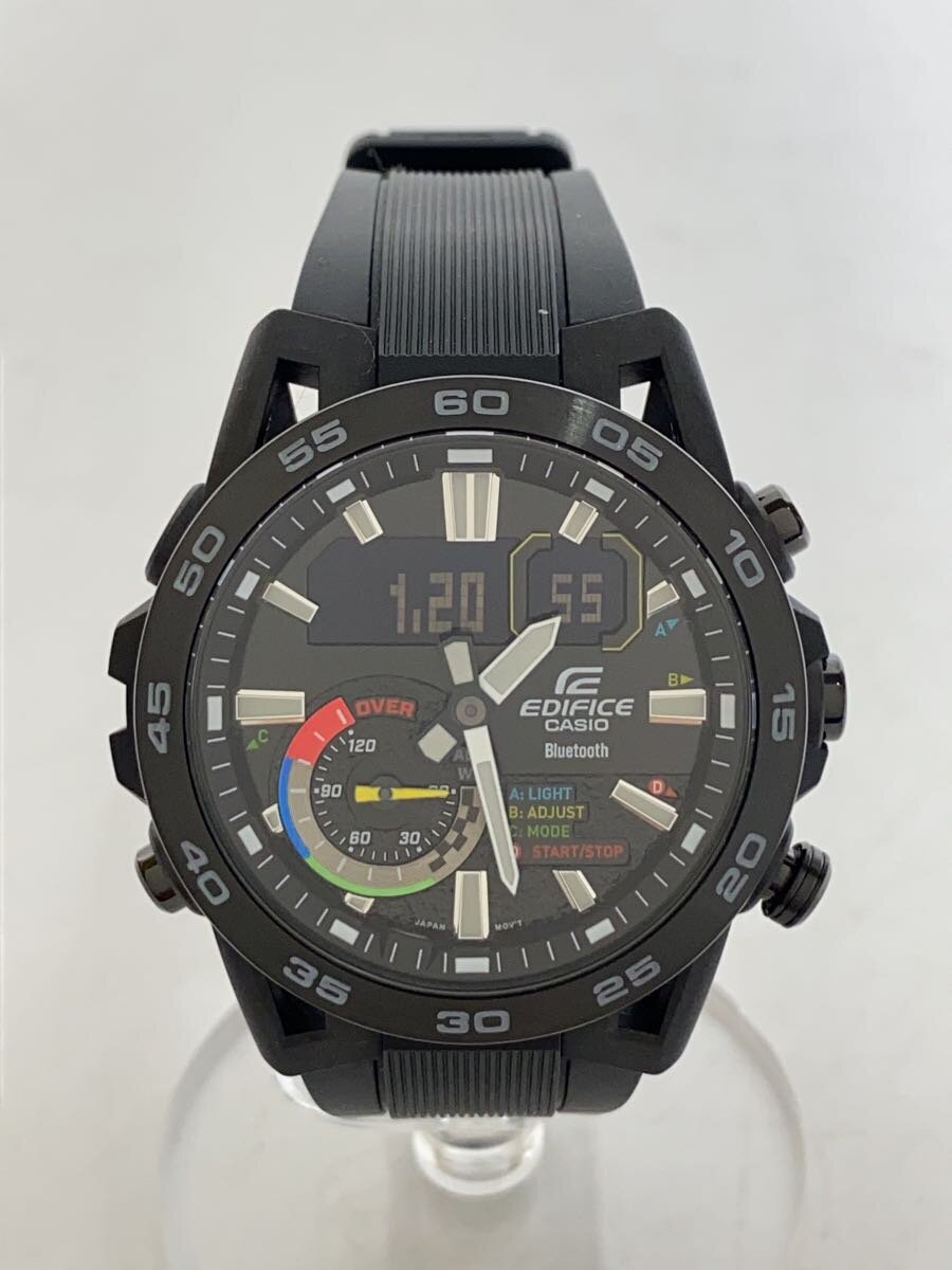 【中古】CASIO◆石英ウオッチ/デジアナ/BLK/ECB-40MP-1ADF【服飾雑貨他】