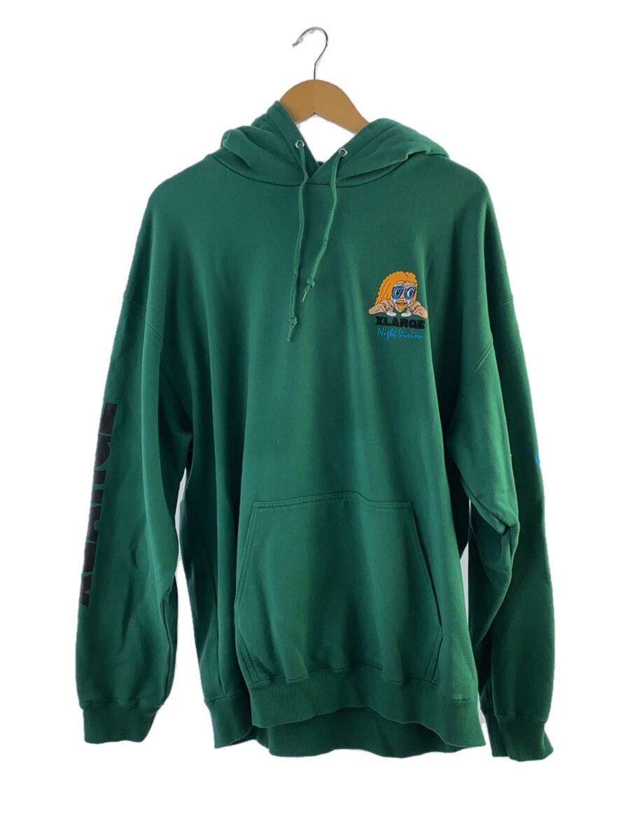 【中古】X-LARGE◆NIGHT VISION PULLOVER HOODED SWEAT/パーカー/XL/綿織物/GRN【メンズウェア】
