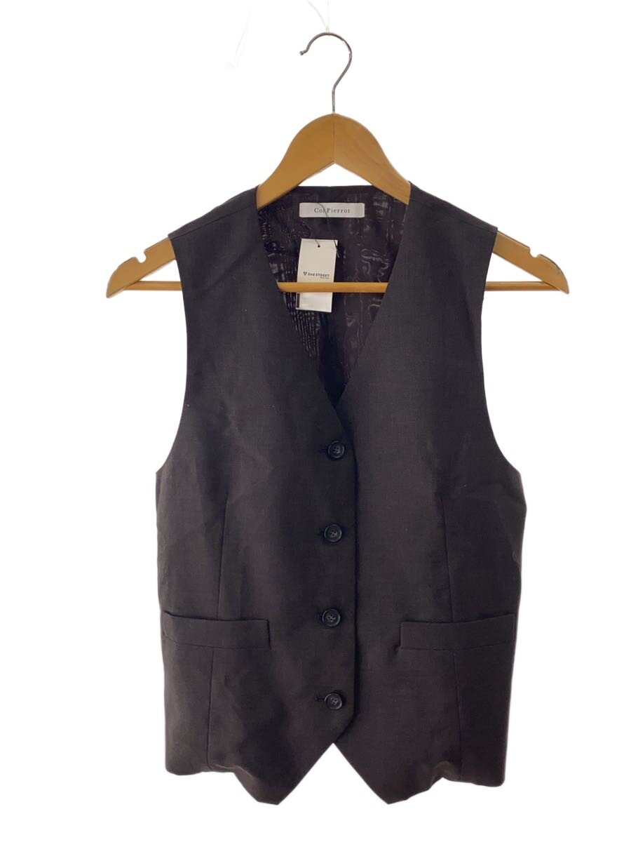 【中古】Col Pierrot◆24AW/トロピカルウールベスト Vのど首縛/ジレベスト/羊毛/赤銅色//【レディース御召しもの】