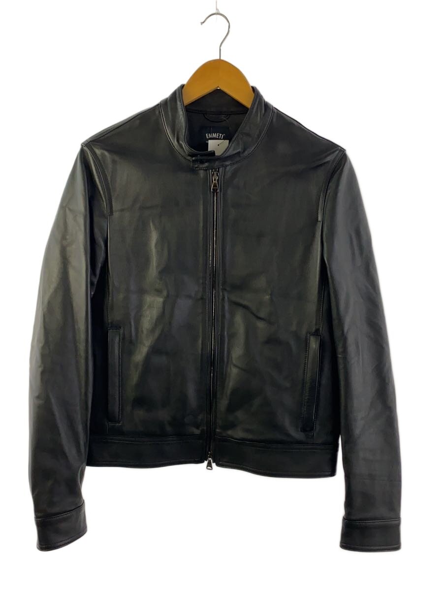 【中古】EMMETI◆LAMBSKIN/シングルライダース/46/なめし革/BLK/GIAPPONE-078【メンズウェア】
