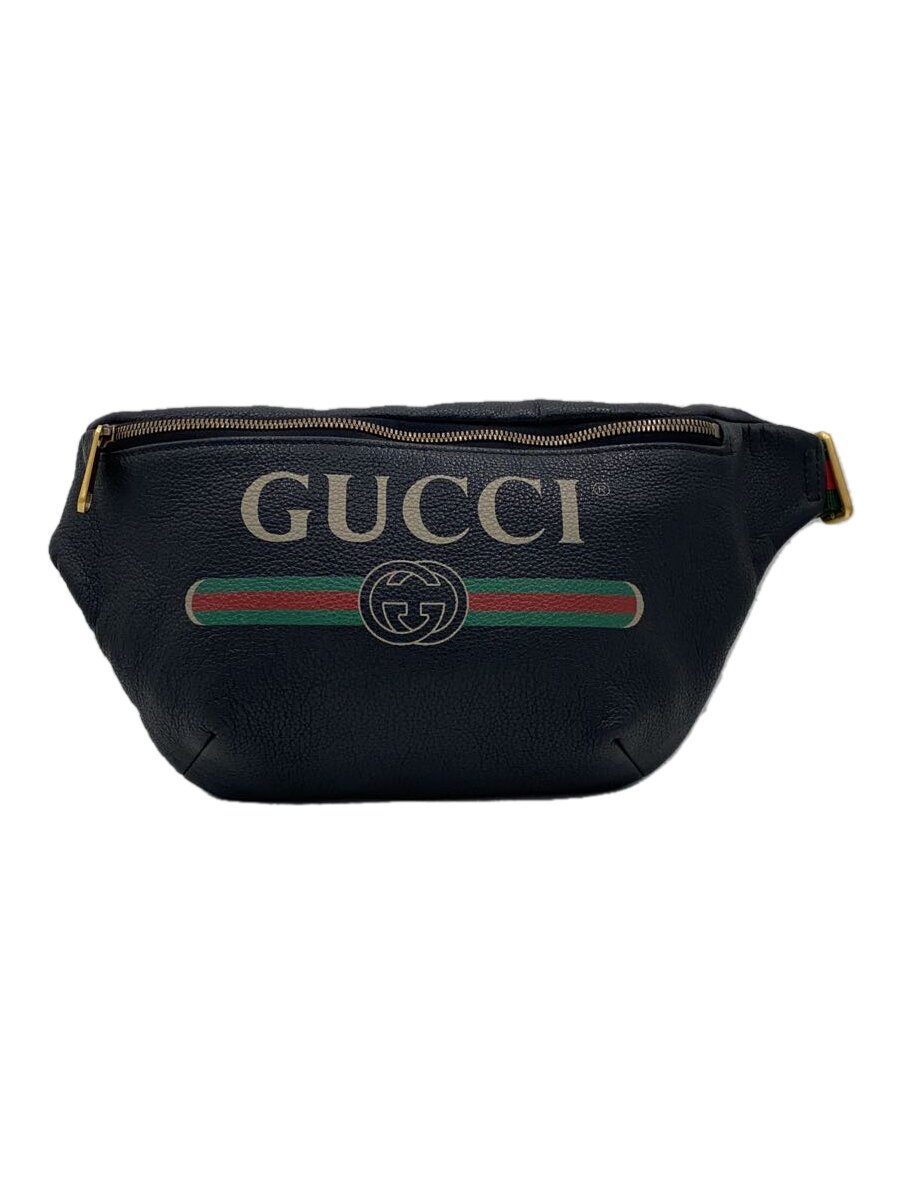 【中古】GUCCI◆酉の方角御徒面子/なめし革/BLK【御徒面子】