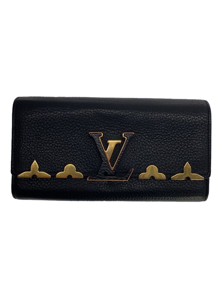 【中古】LOUIS VUITTON◆ポルト・フォイユ・カプシーヌ_パルナセア_BLK/牛皮/BLK/メンズ【服飾雑貨他】