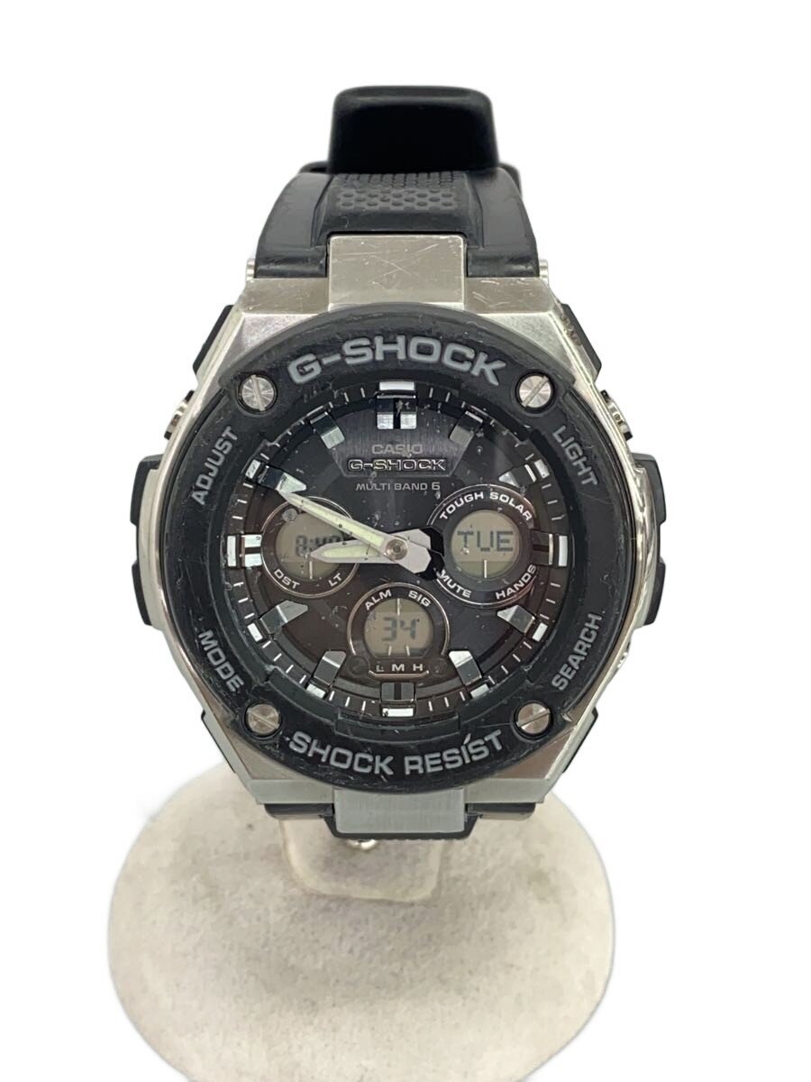 【中古】CASIO◆ソーラーウオッチ・G-SHOCK/デジアナ/天然ゴム/BLK/BLK【服飾雑貨他】