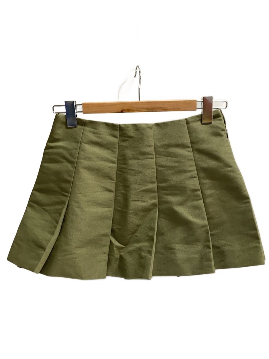【中古】PRADA◆Triangle Logo Plate Tactical Pleats Mini Skirt/36/カーキ【レディース御召しもの】